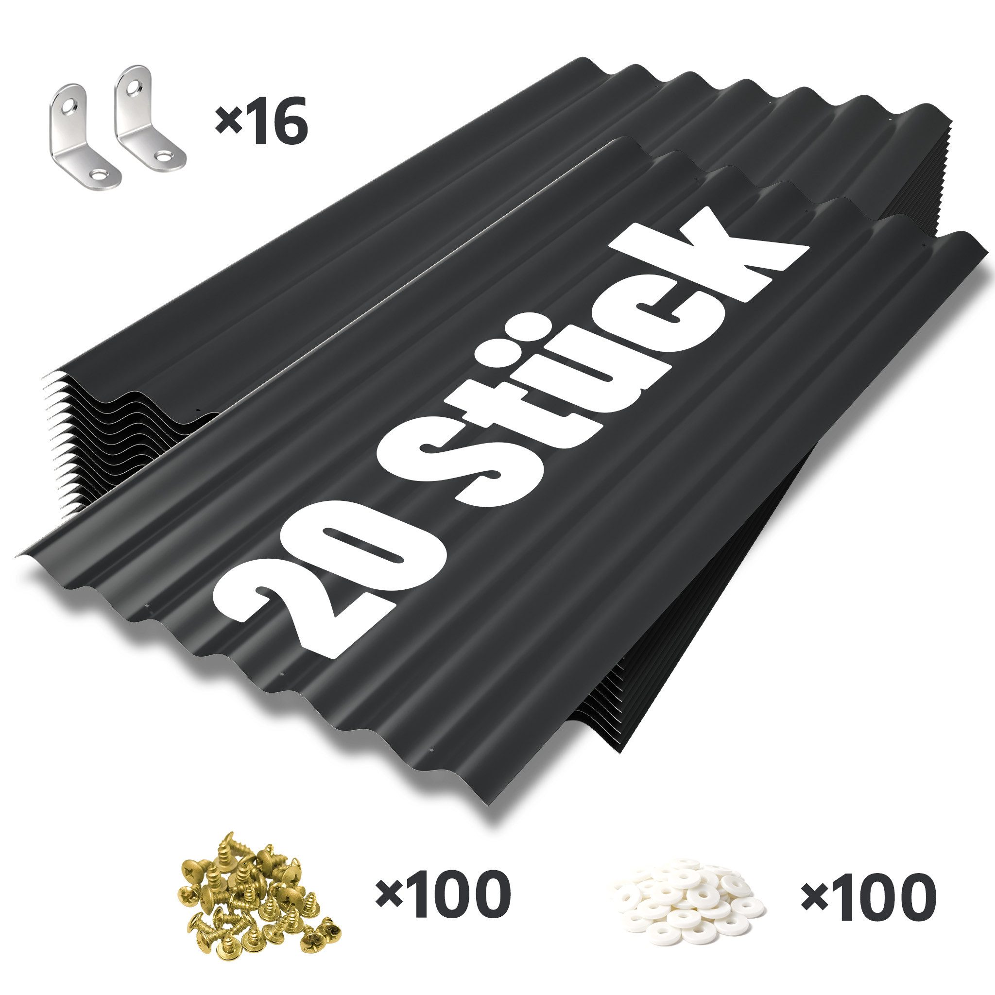GIHAUVIA Trapezblech Trapezblech Profilblech Wellblech Deckenplatte Wellplatte mit Schraube, (20-St)