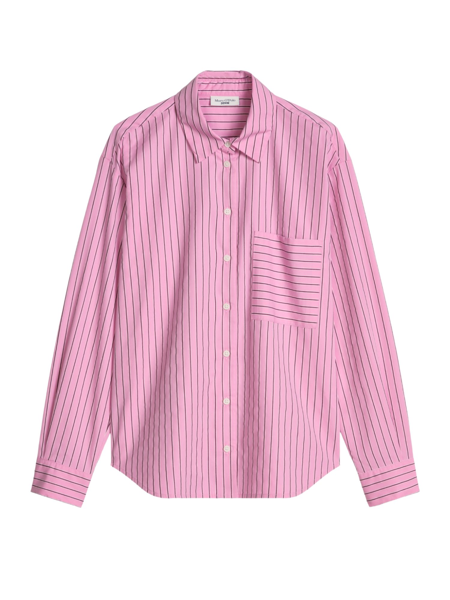 Marc O'Polo DENIM Blusenshirt rosa,Casual,Baumwolle,Gestreift,Hemdblusenkragen,Lang,Casual Fit