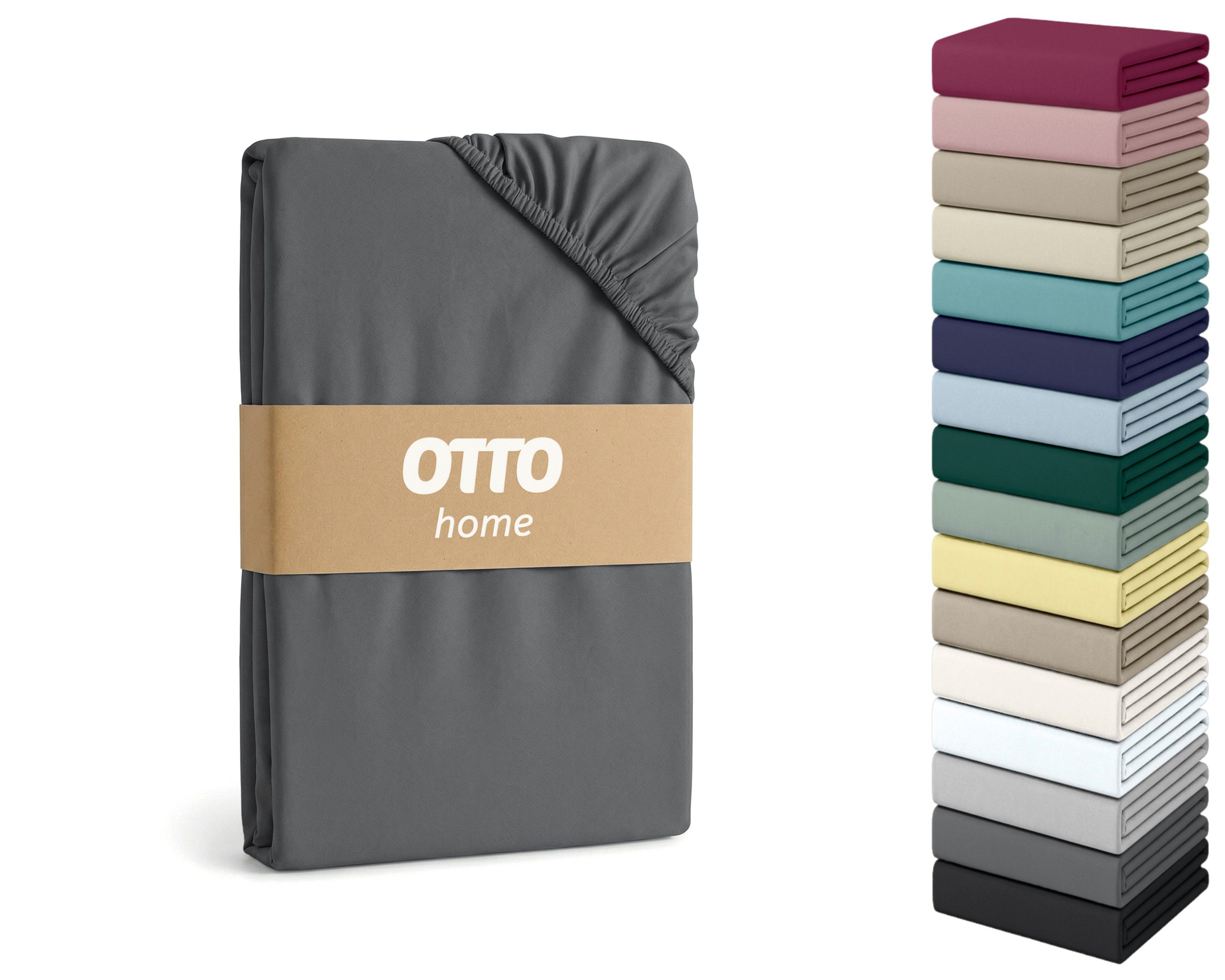 OTTO home Spannbettlaken Physalis Basic und PREMIUM Qualität, 100% Baumwolle, Jersey und Biber, Biber, Gummizug: rundum, (1 Stück), Bettlaken für Matratzen bis 18 cm Höhe, Spannbetttuch, Laken