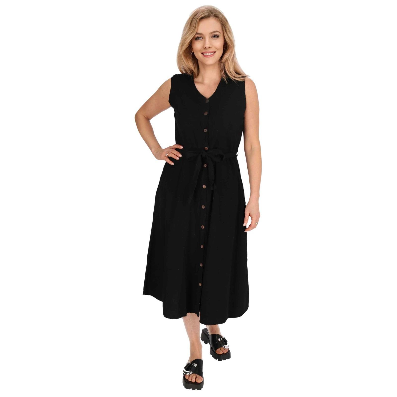 Kleid UND / Boho Sommerkleid Latzhose Black KUNST Schwarz Ibiza Geknöpft Baumwoll MAGIE Hippie Kleid