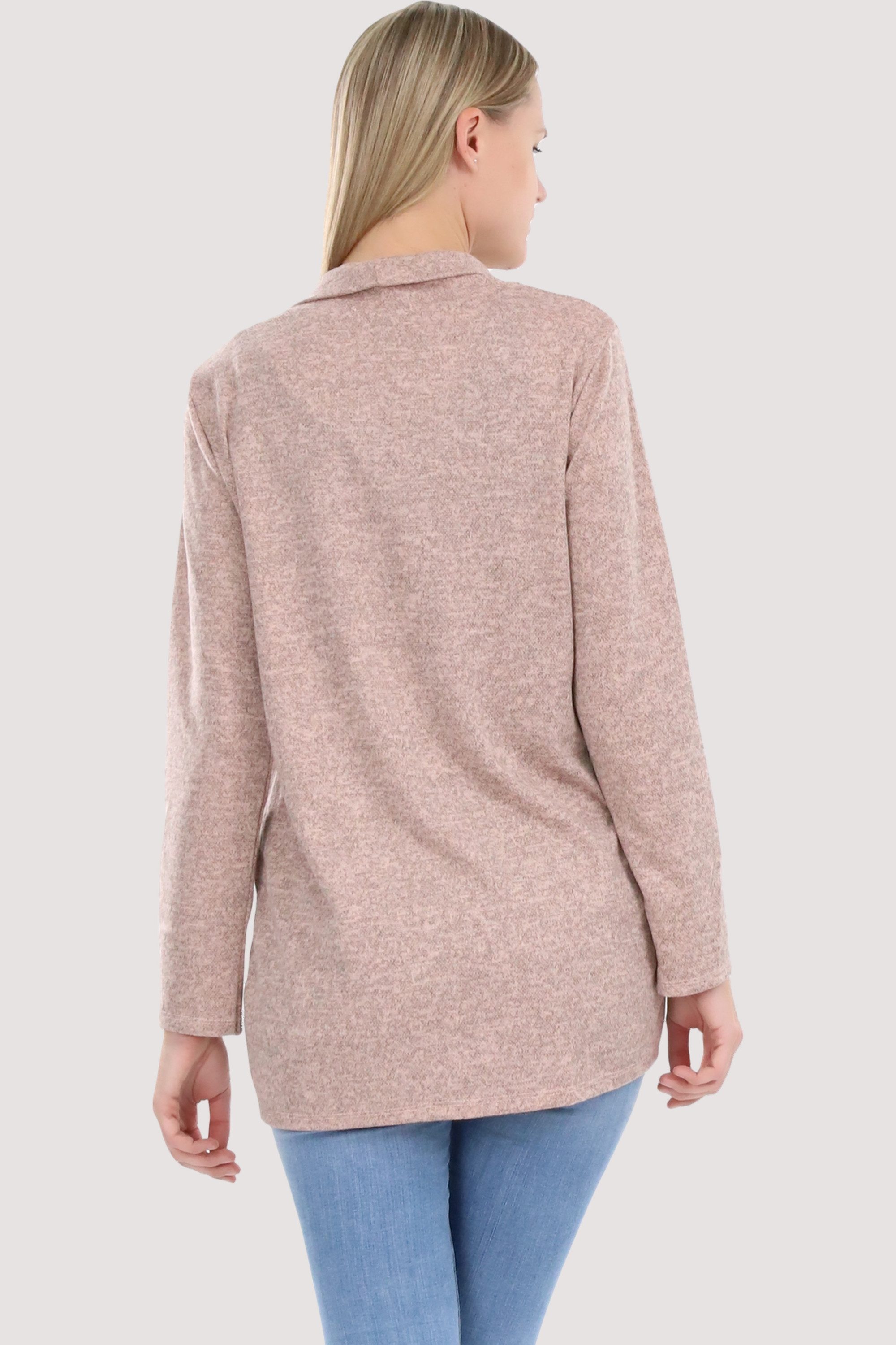 malito more than fashion Cardigan malito Damen Strickjacke lang, Cardigan im eleganten Design, angesag Strickjacke in Melange Optik Einheitsgröße