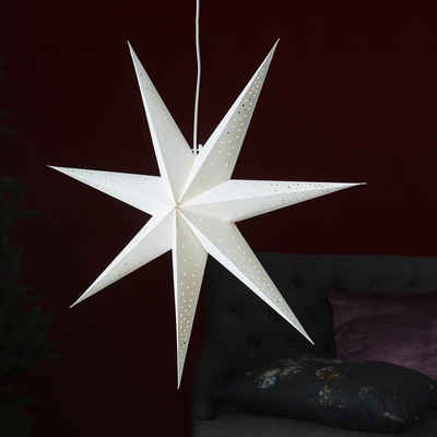STAR TRADING LED Stern Papierstern Weihnachtsstern Leuchtstern hängend 7-zackig D: 80cm weiß