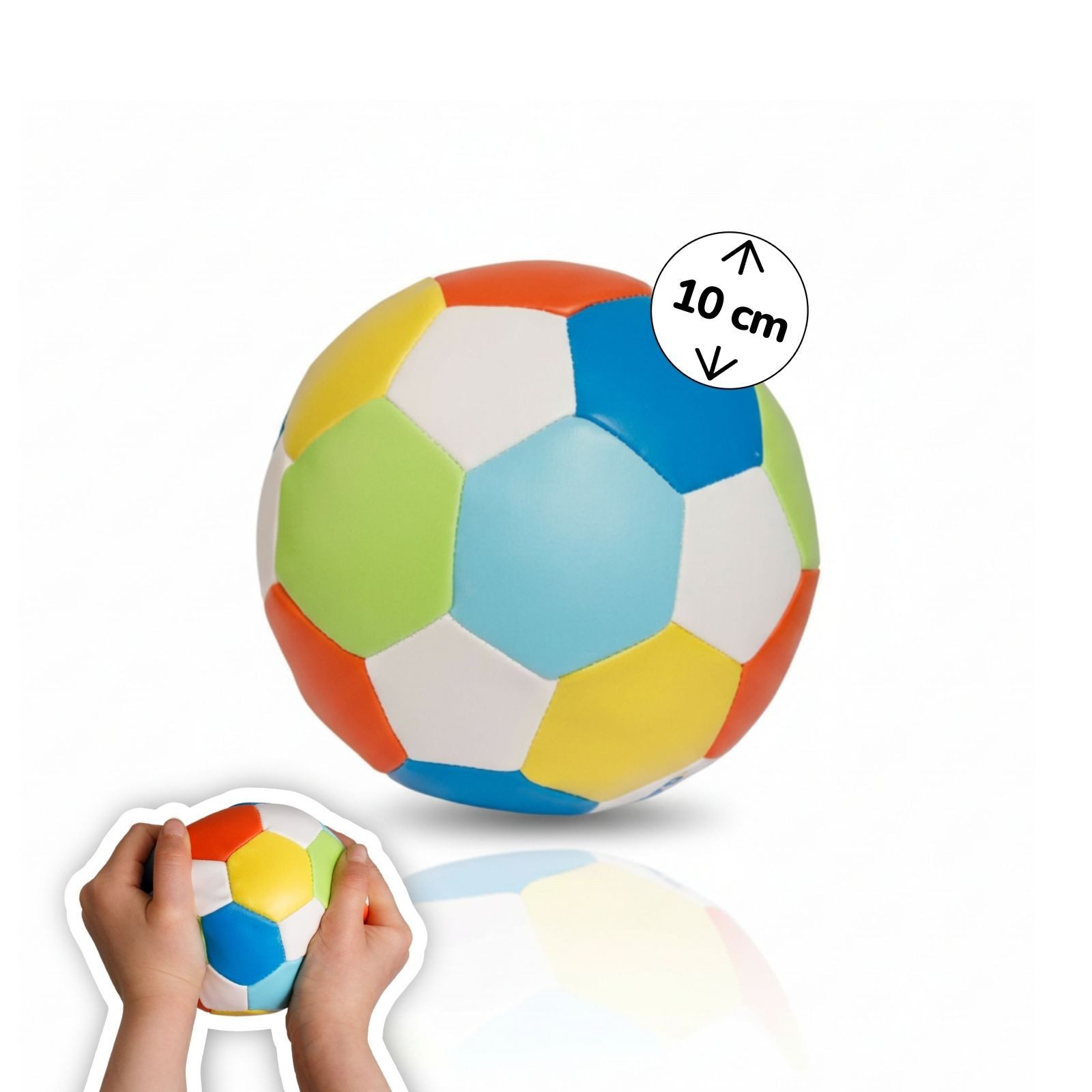 alldoro Softball klein, 10 cm im bunten Fußball-Design für Kinder ab 0 Jahren, Kinderball, extra weich und leicht, Ballspiele für drinnen & draußen