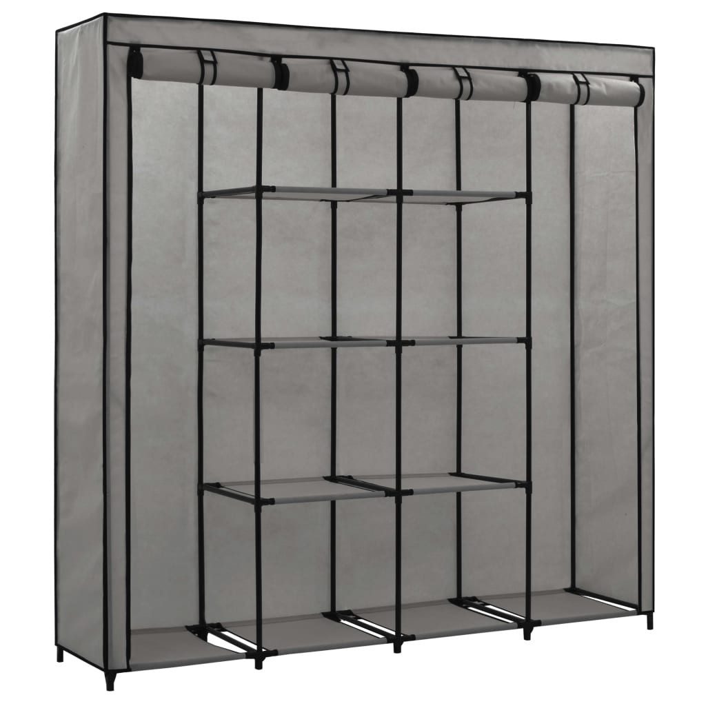 furnicato Kleiderschrank Kleiderständer mit 4 Fächern 175x45x170 cm Grau