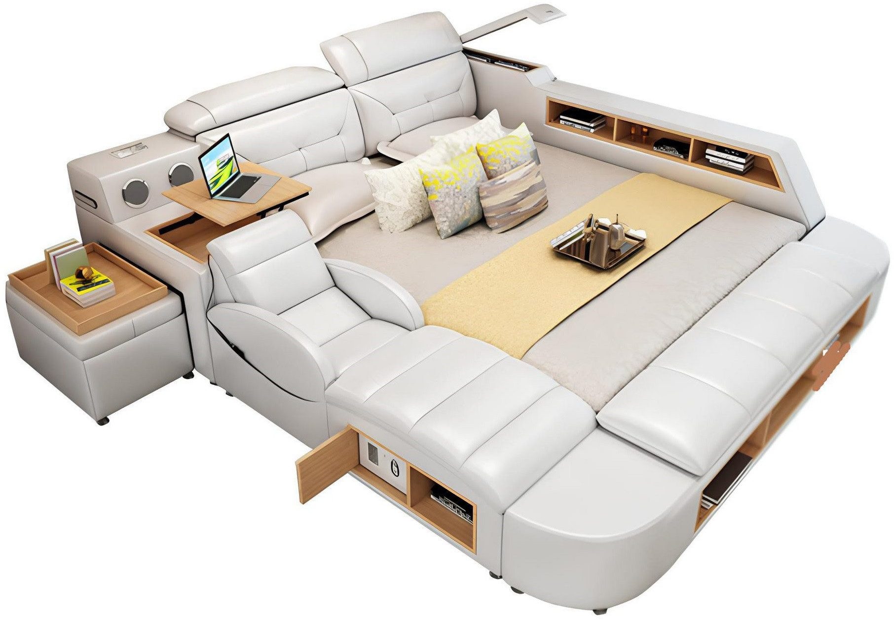 Xlmoebel Multimediabett Luxus Polsterbett mit USB-Anschluss und Soundsystem (1-tlg., Multifunktions Bett), Hergestellt in Europa