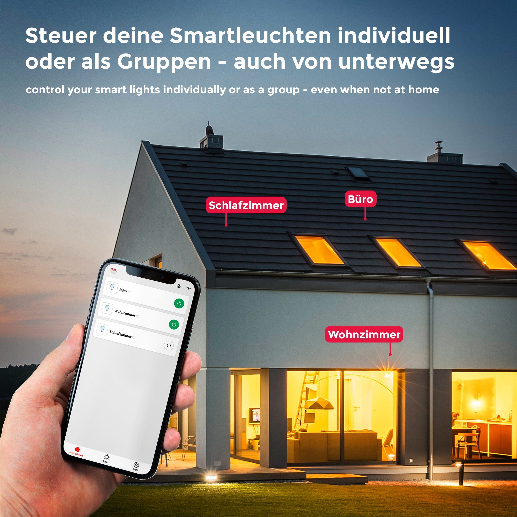 mit Band/Stripes LED App-Steuerung Home dimmbar Smart LED-Streifen, B.K.Licht 3m WiFi