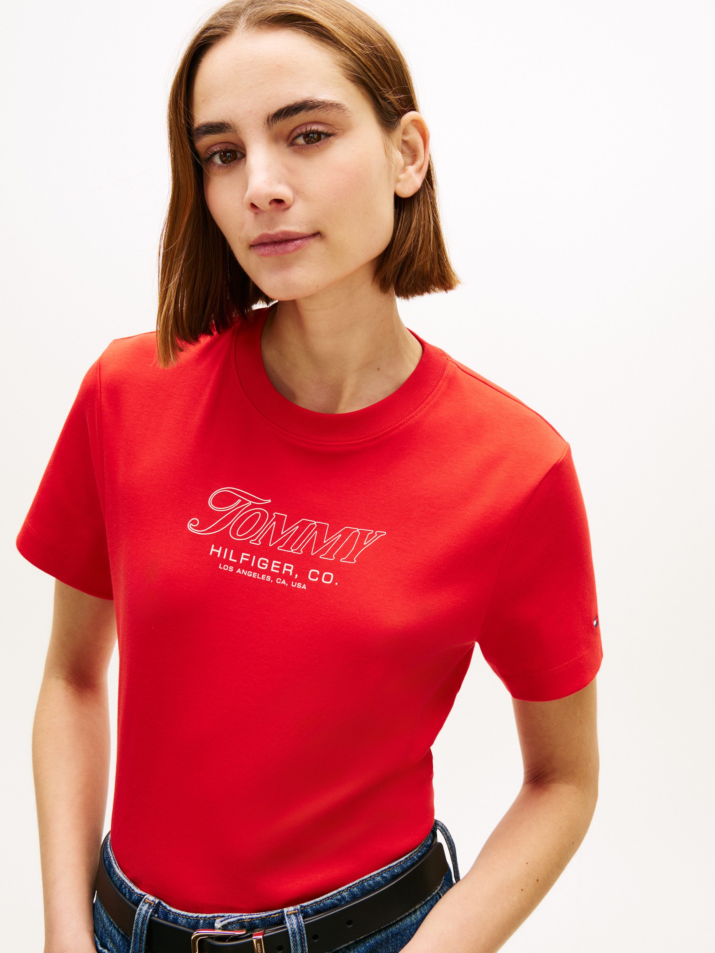 Tommy Hilfiger Kurzarmshirt TILT GRAPHIC REG C-NK SS TEE mit großem Logo-Print
