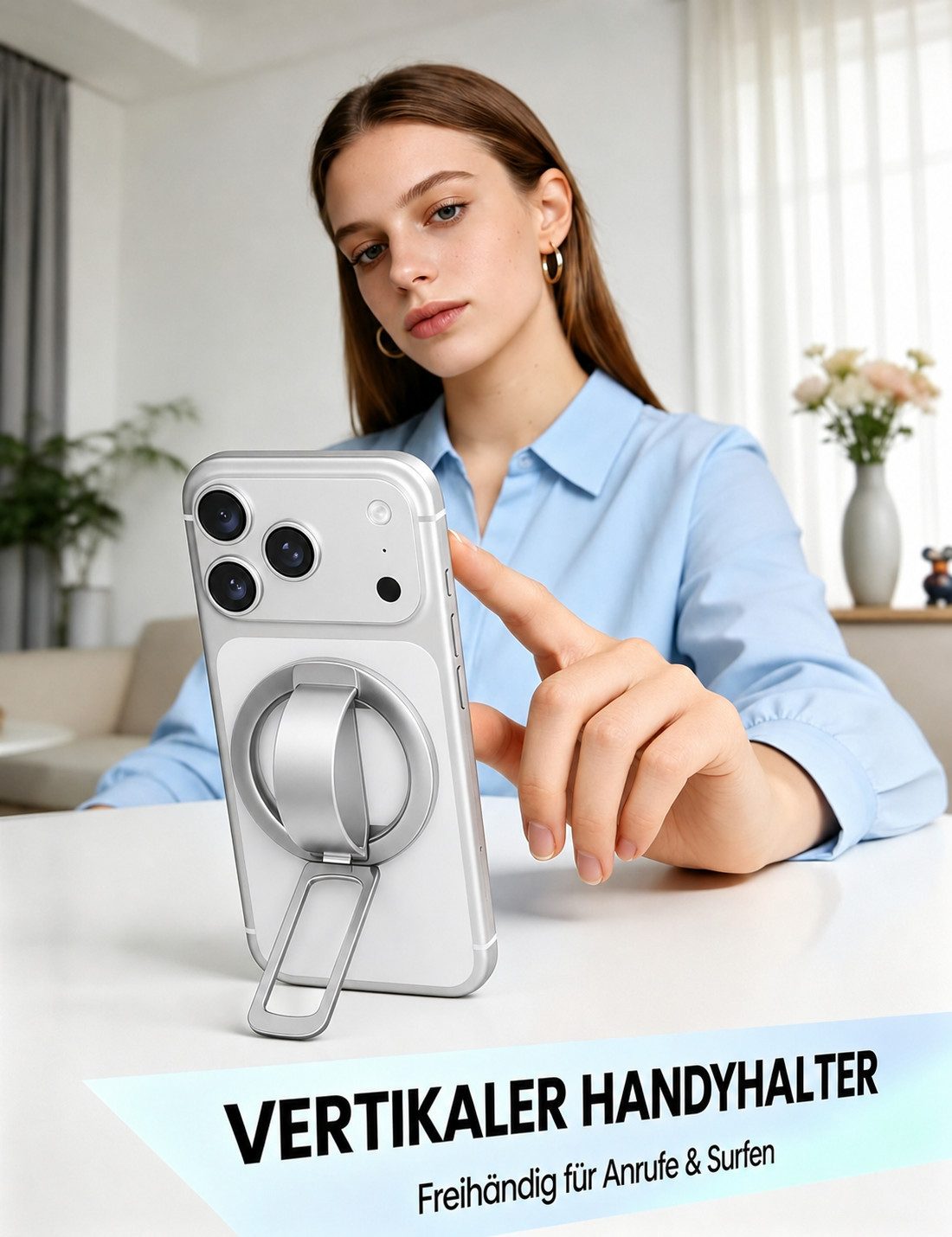 VEKROBOT Handy-Halterung Magnetische Handyhalterung mit Standfunktion Silikonring starkem Halt, (Packung, 1-tlg., Leichtes Design – ideal für unterwegs, Ultradü – Bild 3 von 5