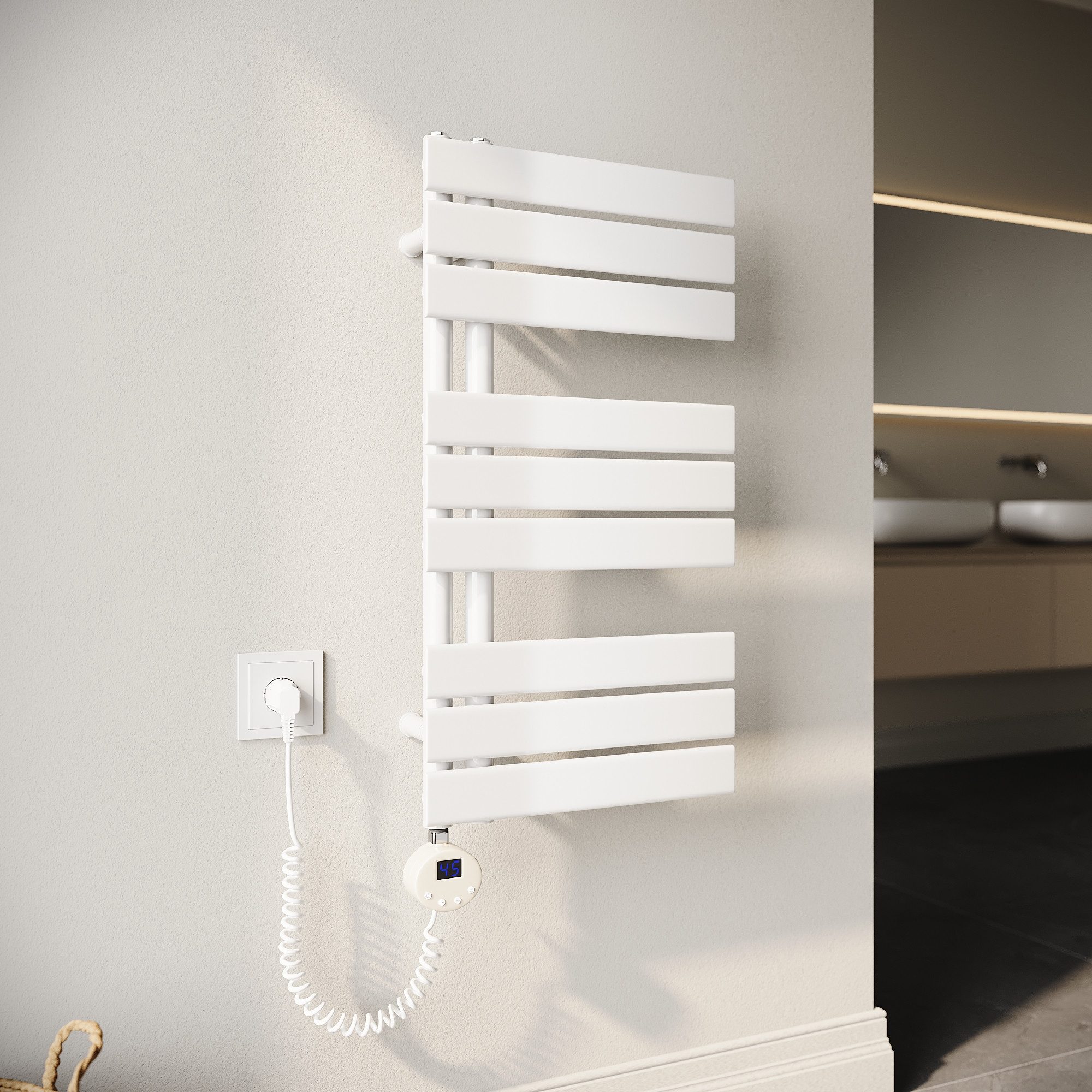 SONNI Designheizkörper Handtuchwärmer mit Heizung, programmierbarer Zeit und Temperatur – Bild 2 von 5
