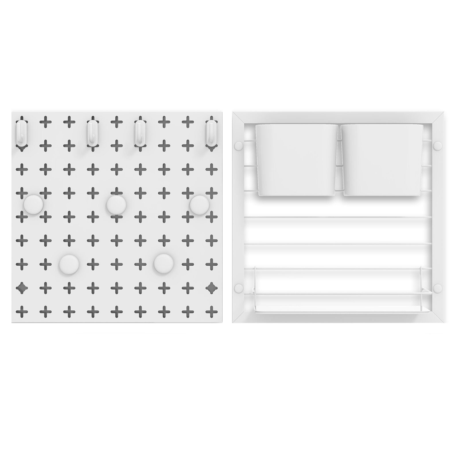 KOMFOTTEU Lochwand, 2 Stücke Pegboards mit Magneten, Haken, Regal & Behältern