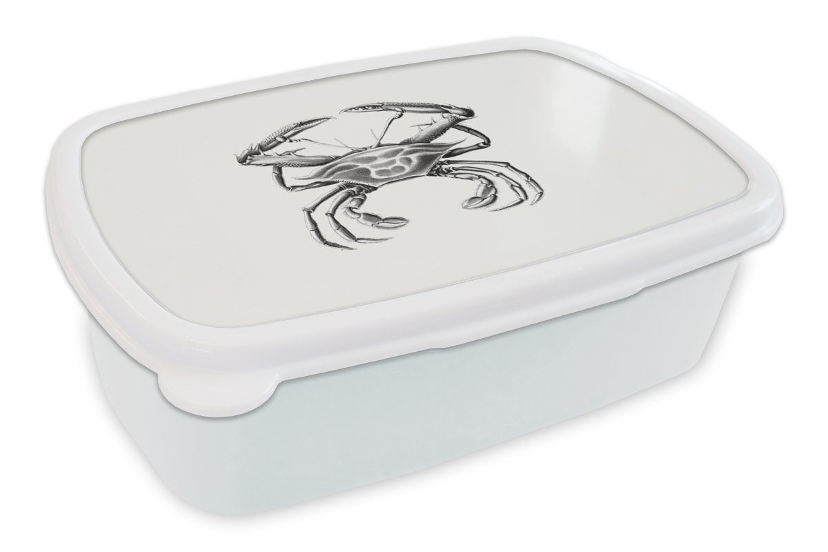 MuchoWow Lunchbox Ernst Haeckel - Jahrgang - Kunst - Krabbe, Kunststoff, (2-tlg), Brotbox für Kinder und Erwachsene, Brotdose, für Jungs und Mädchen weiß