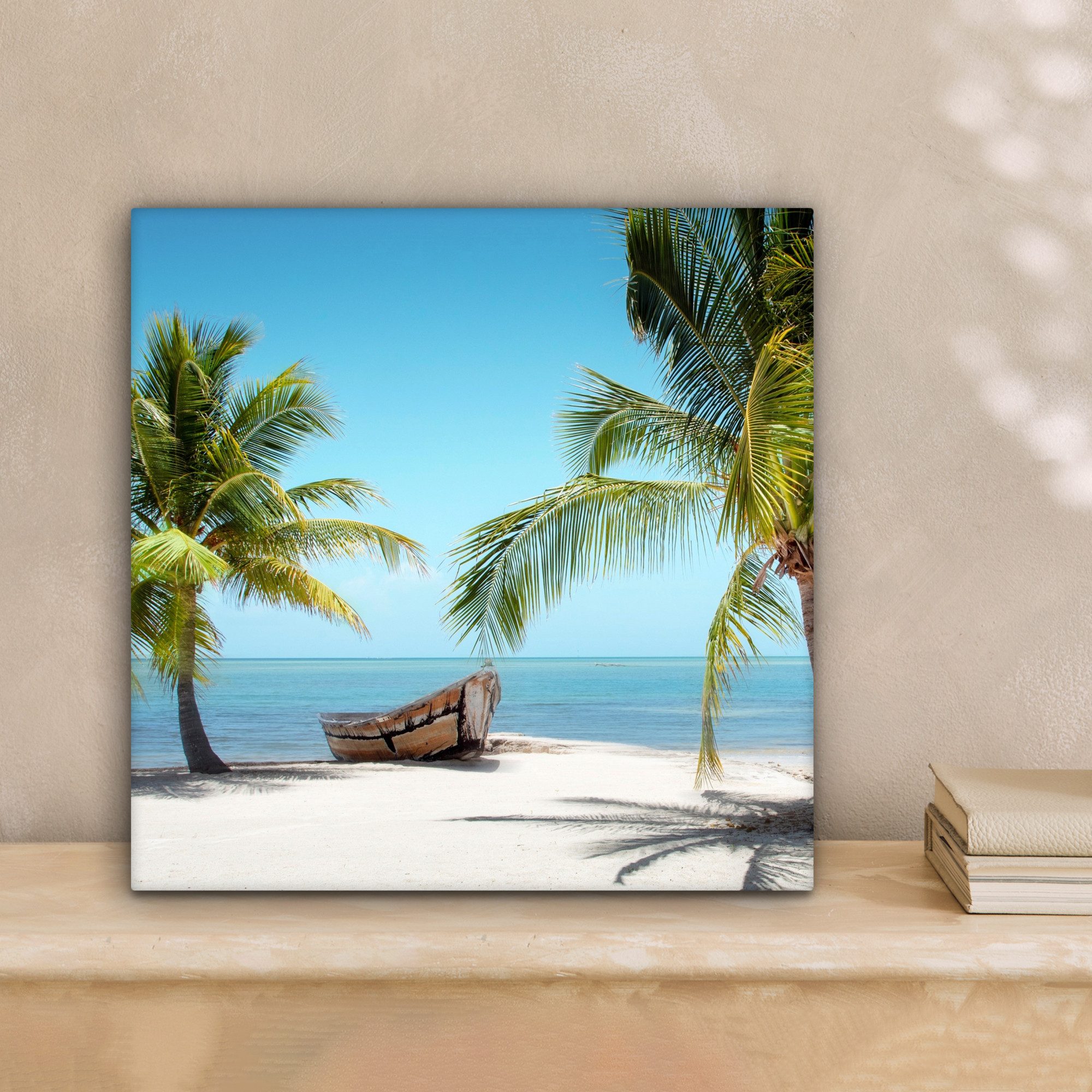 OneMillionCanvasses® Leinwandbild Palme - Boot - Strand, Fotodruck (1 St), günstig online kaufen