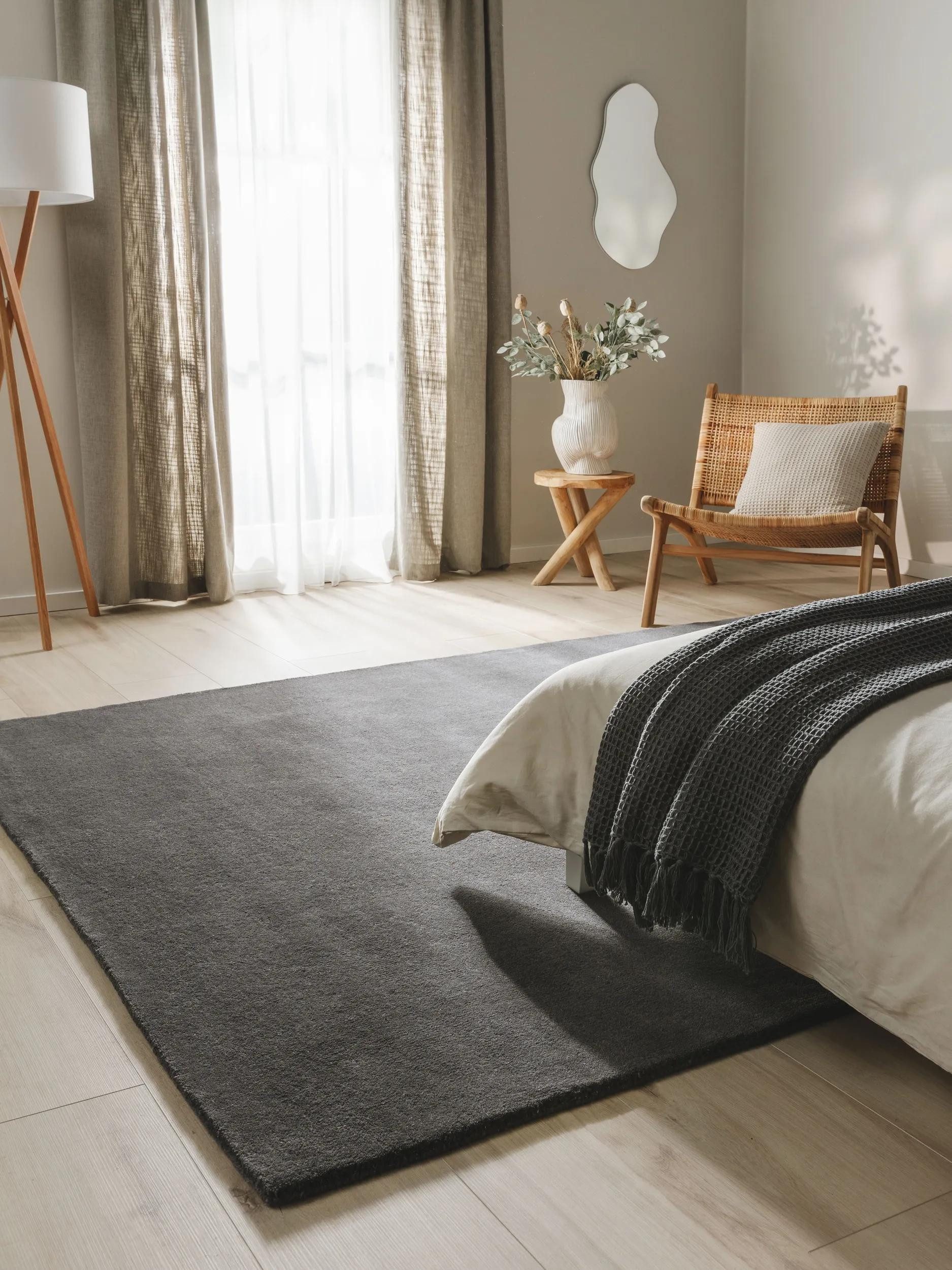 benuta Wollteppich Bent, rechteckig, Höhe: 6 mm, Teppich Wohnzimmer, Schlafzimmer, Esszimmer, Flur, Kunstfaser, Cozy