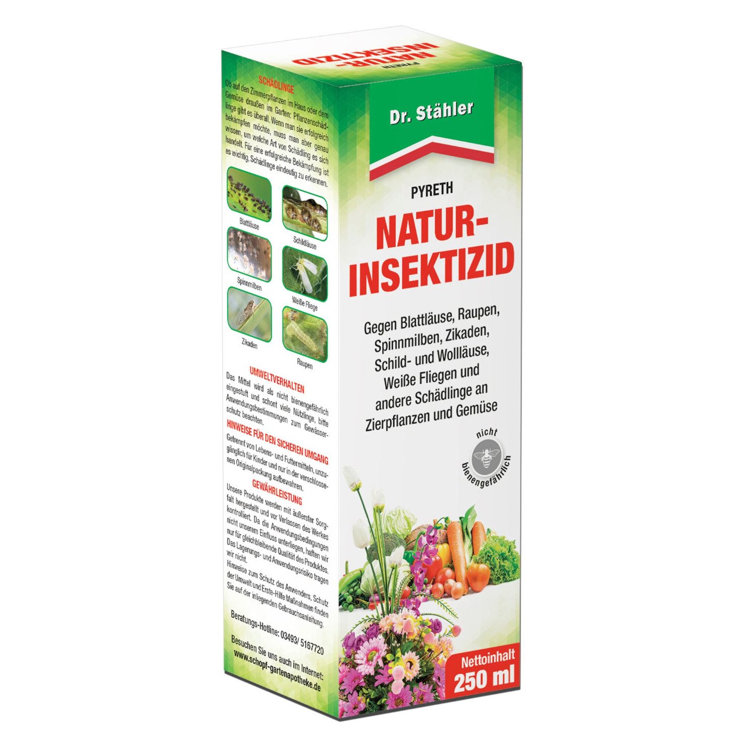 Dr. Stähler Pflanzenstärkungsmittel Pyreth Natur-Insektizid: Optimaler Insektenschutz, Bio-Insektizid mit Rapsöl – Gegen saugende & beißende Schädlinge, 1-St., 250ml Pyreth Natur-Insektizid Gegen Läuse & Käfer an Obst & Gemüse, Insektizid mit Pyrethrum – Pflanzenschutz für Zier-, Obst & Gemüse