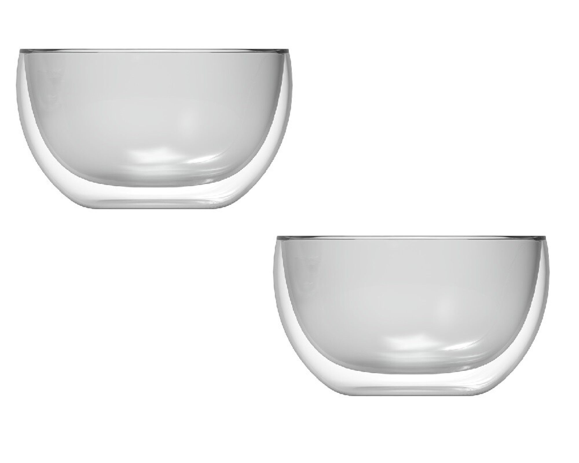 Schäfer Elektronik Snackschale 2-tlg doppelwandiges Glasschalen-Set 310ml – Stilvoll und vielseitig