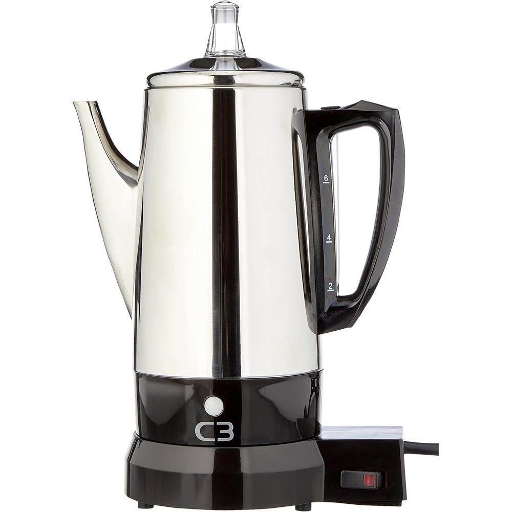 C3 Perkolator C3 30-33656ECO, 0,9l Kaffeekanne, Permanentfilter, Warmhaltefunktion, Abschaltautomatik, Füllstandsanzeige