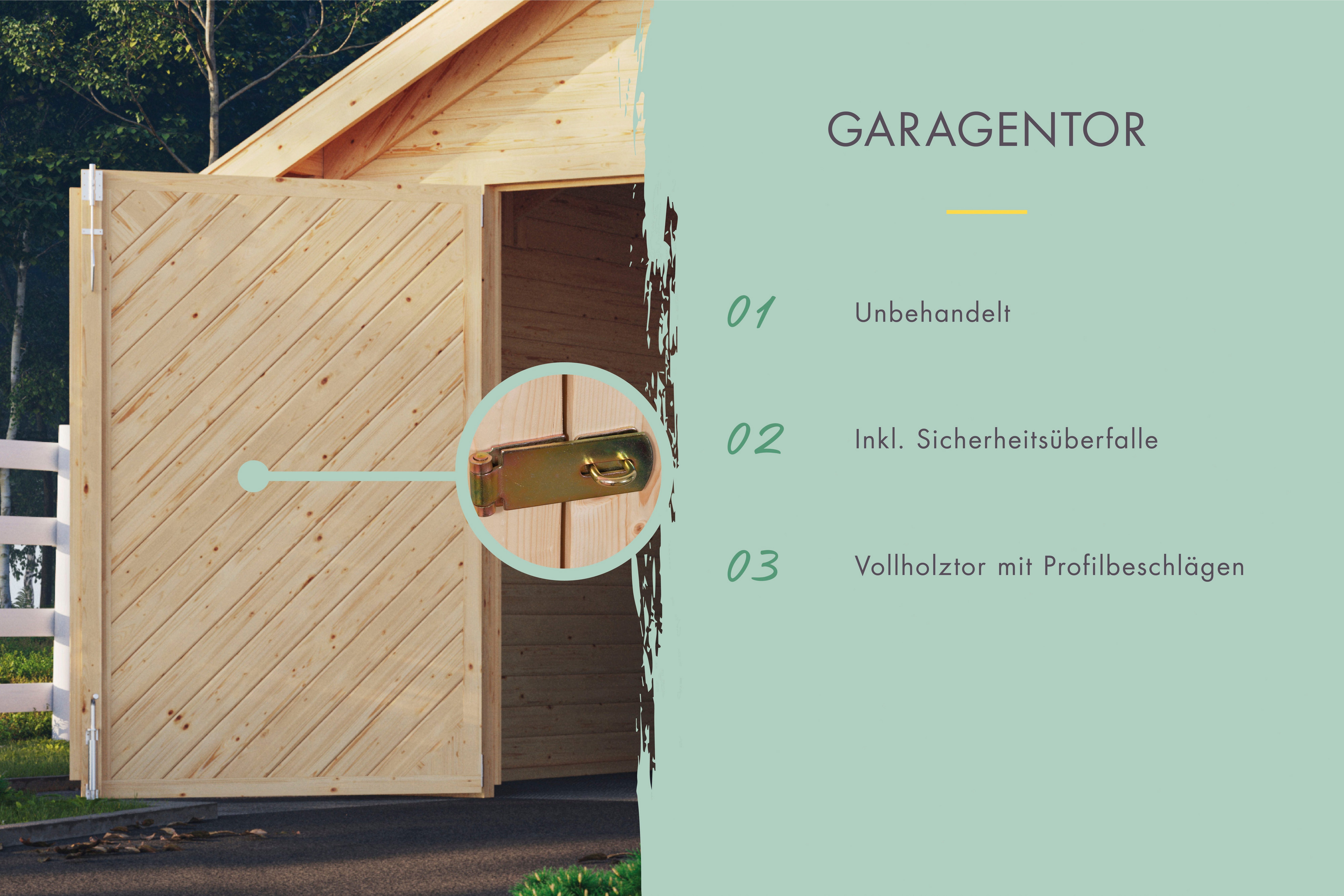 Karibu Garage Blockhausgarage, BxT: 435x572 cm, 193 cm Einfahrtshöhe, 38 mm Wandstärke