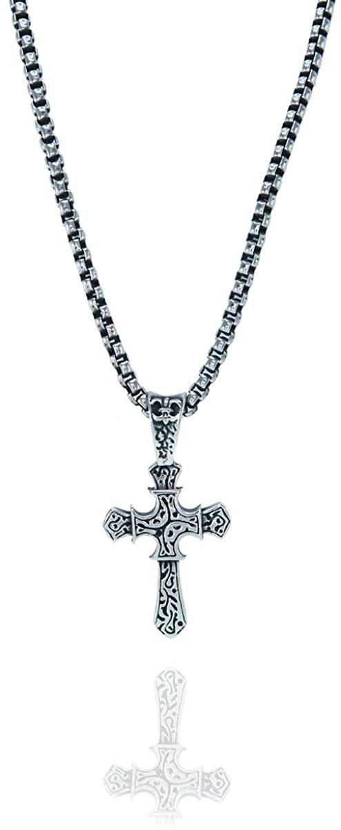 Kette mit Anhänger Karisma Edelstahl Kettenanhänger Kreuz Oxidiert Edelstahlkette 4mm