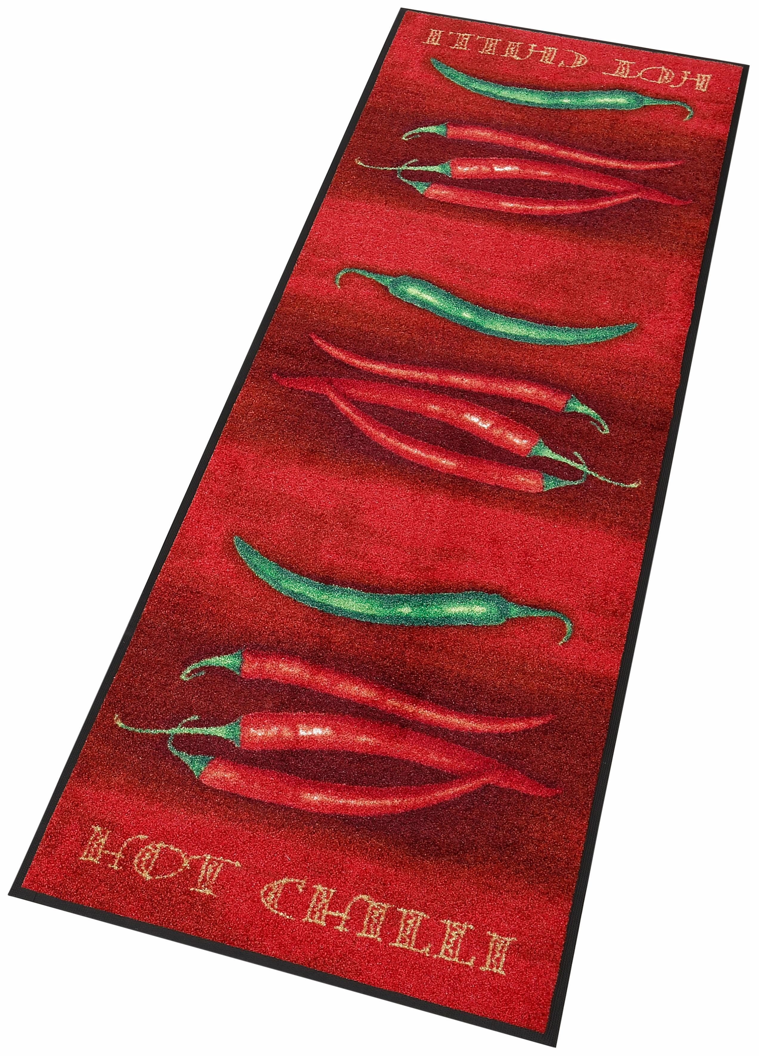 wash+dry by Kleen-Tex Küchenläufer Hot Chili, rechteckig, Höhe: 7 mm, Motiv Chilli, rutschhemmend, In- und Outdoor geeignet, waschbar, Küche