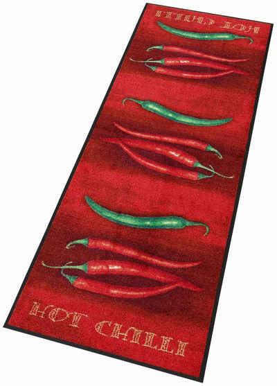 Küchenläufer Hot Chili, wash+dry by Kleen-Tex, rechteckig, Höhe: 7 mm, Motiv Chilli, rutschhemmend, In- und Outdoor geeignet, waschbar, Küche