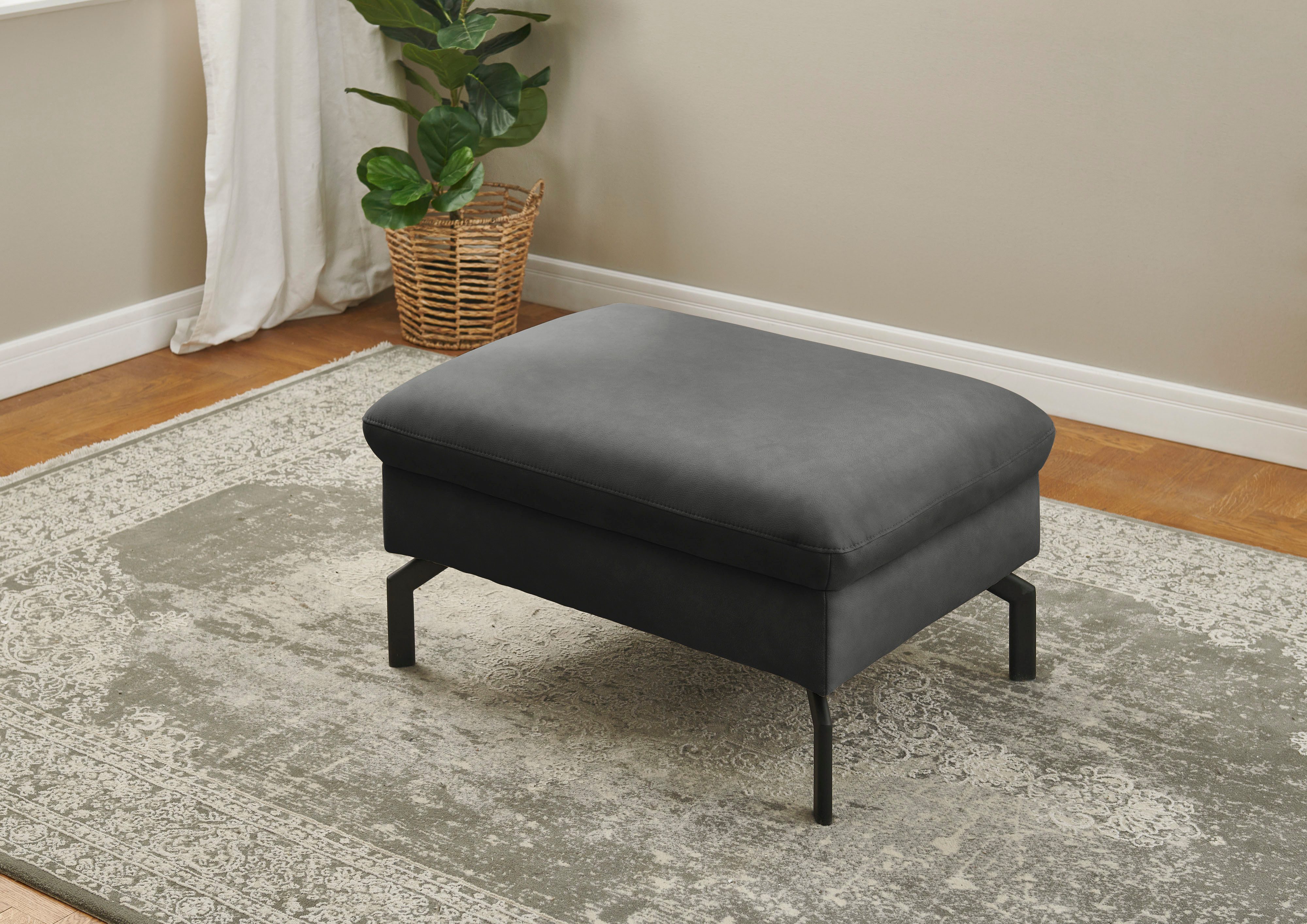 Die PlanBar Hocker PN-EM20028 Breite 87 cm, hochwertiges Glattleder, stylische Metallfüße