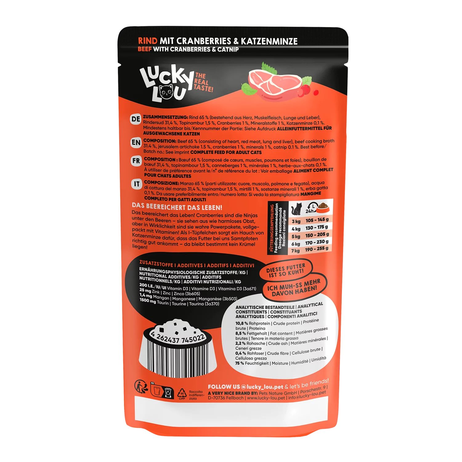 Lucky Lou SuperMono Rind, für: Katzen, Getreidefrei