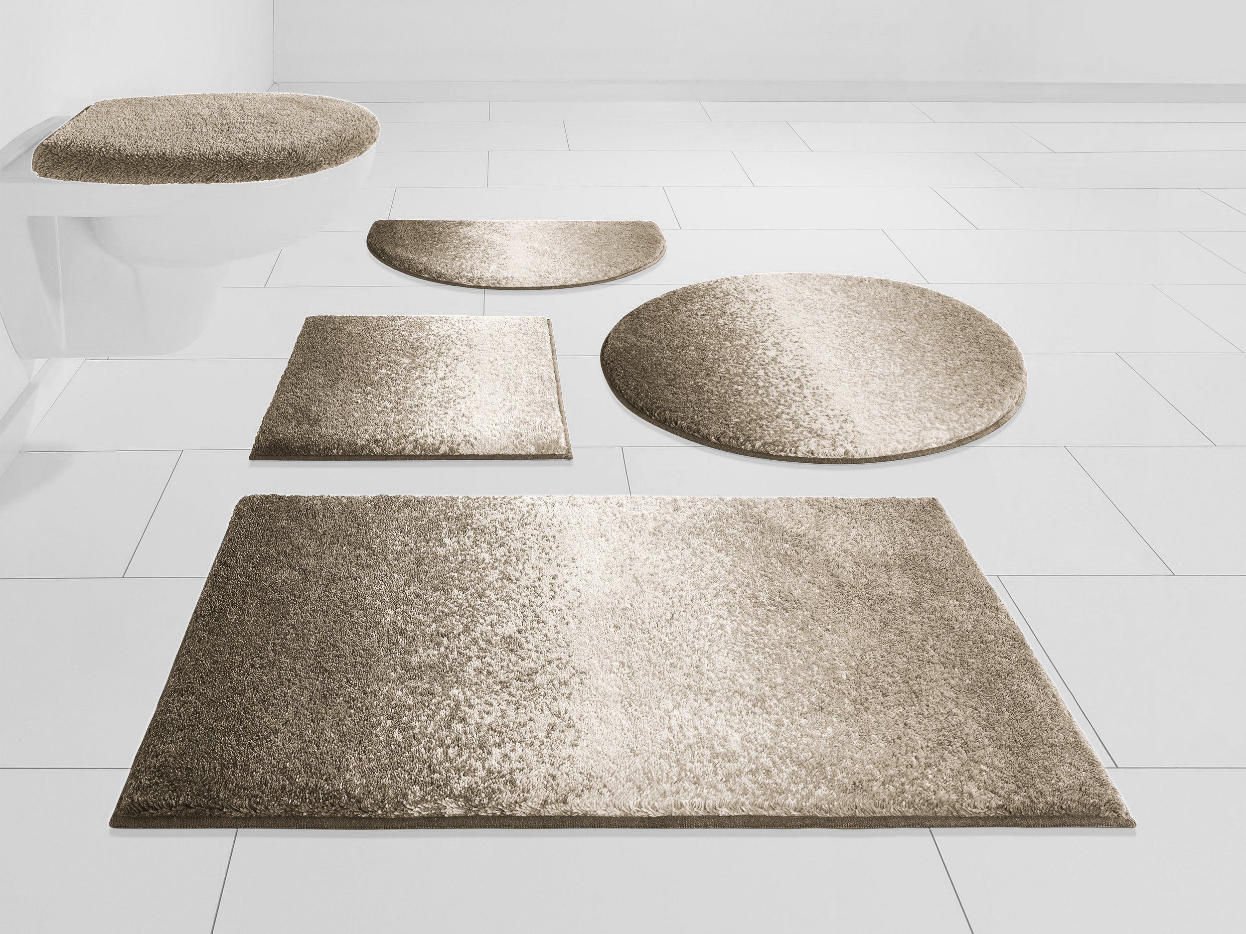 Grund Badematte Mistral, Höhe 20 mm, rutschhemmend beschichtet, fußbodenheizungsgeeignet, Kunstfaser, rechteckig, meliertes Design, Ombré-Look, auch als 3 teiliges Set, Made in Europe