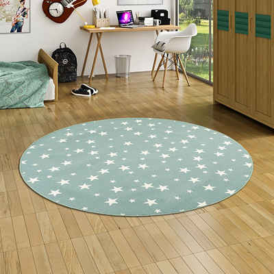 Kinderteppich Kinder Spiel Teppich Sterne Rund, Snapstyle, Rund, Höhe: 5 mm