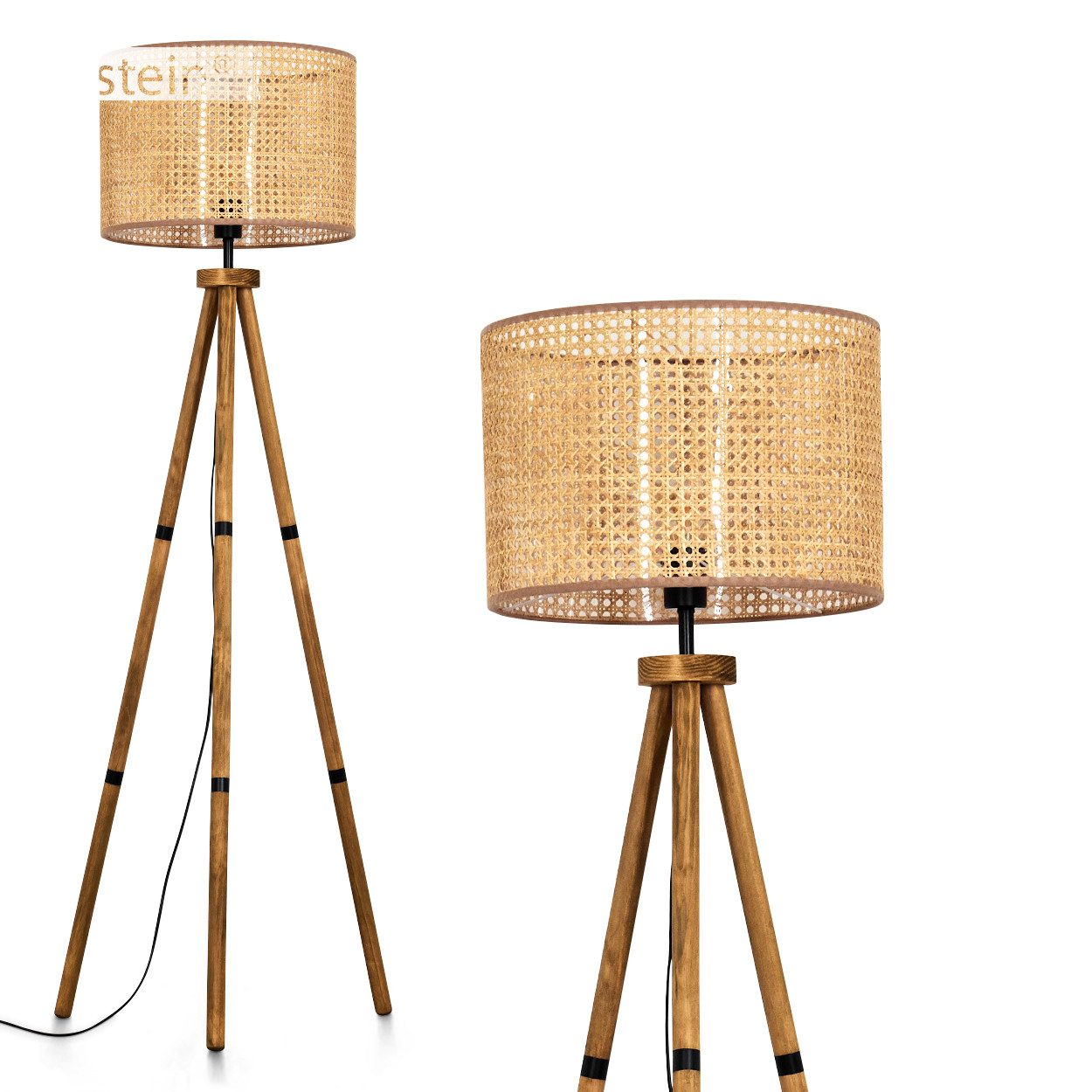 hofstein Stehlampe Stehlampe aus Holz/Rattan/Wiener Geflecht günstig online kaufen