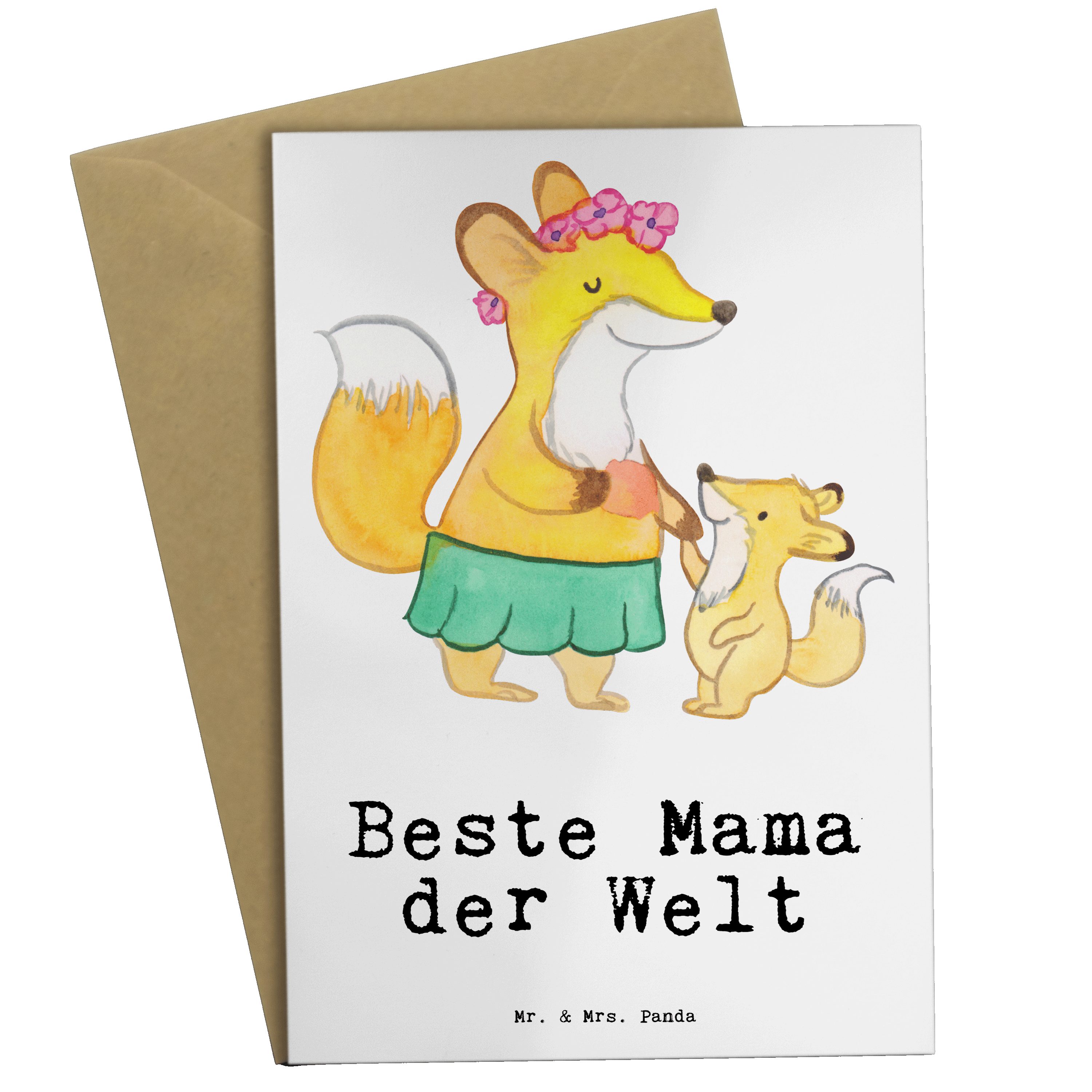 Mr. & Mrs. Panda Grußkarte Fuchs Beste Mama der Welt - Weiß - Geschenk, Karte, Danke, Hochzeitsk | Grußkarten