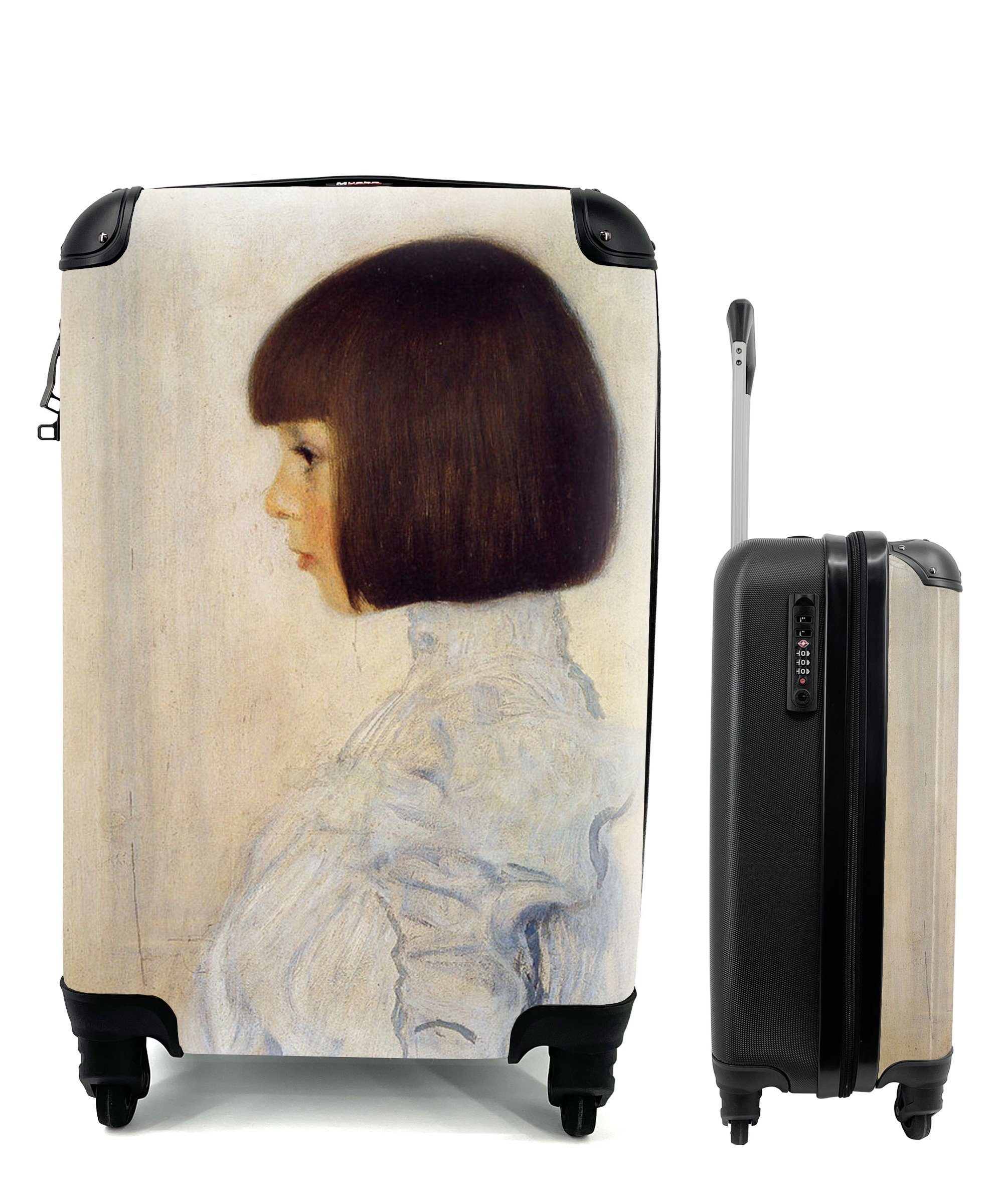 MuchoWow Handgepäckkoffer Porträt von Helene Klimt - Gustav Klimt, 4 Rollen, Reisetasche mit rollen, Handgepäck für Ferien, Trolley, Reisekoffer