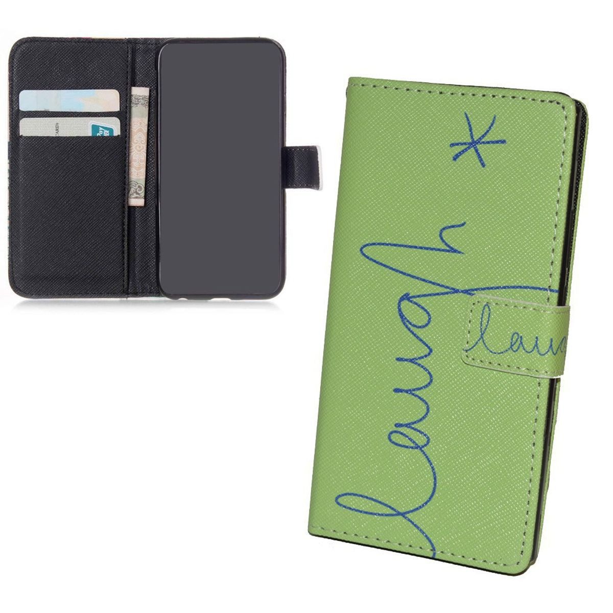 König Design Handyhülle Wiko Lenny, Wiko Lenny Handyhülle Bookcover Grün