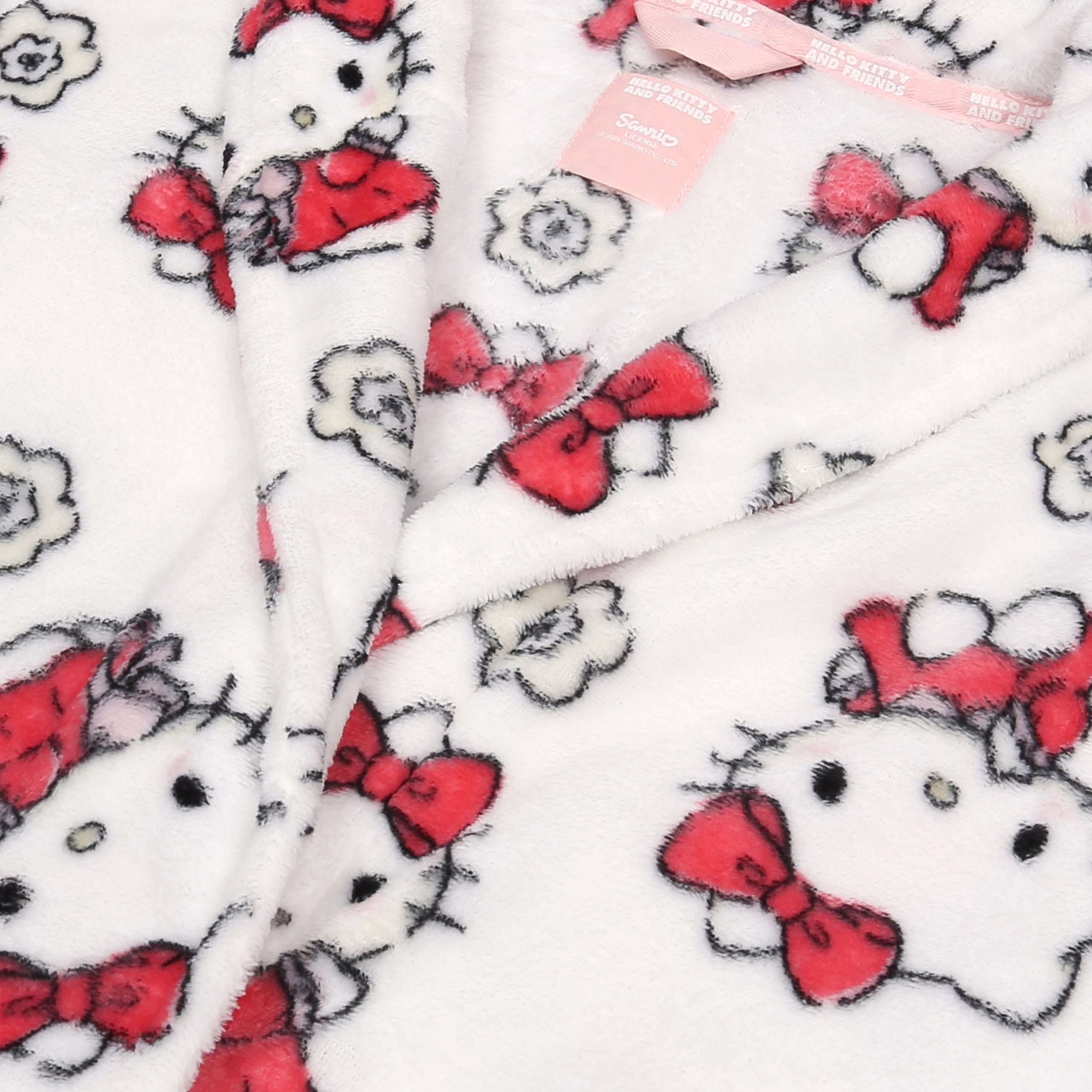 Hello Kitty Damenbademantel Hello Kitty Damen Bademantel weiß, Gürtel, warm, weich, mit Taschen