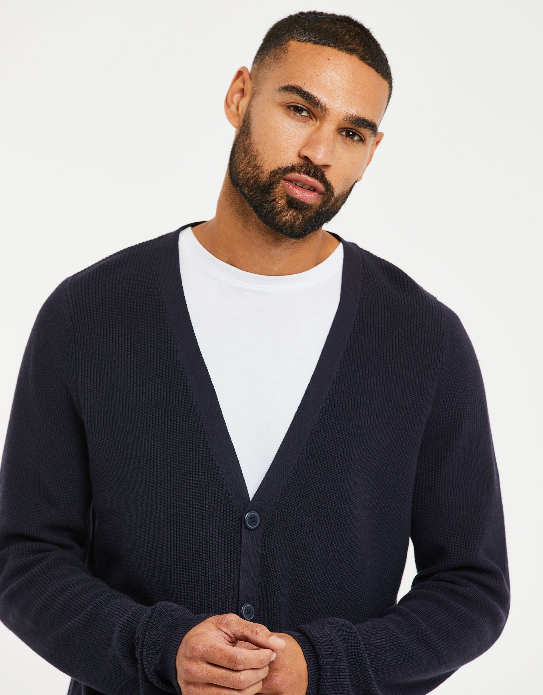 THB Cardigan Threadbare Navy Foxtail Strickjacke