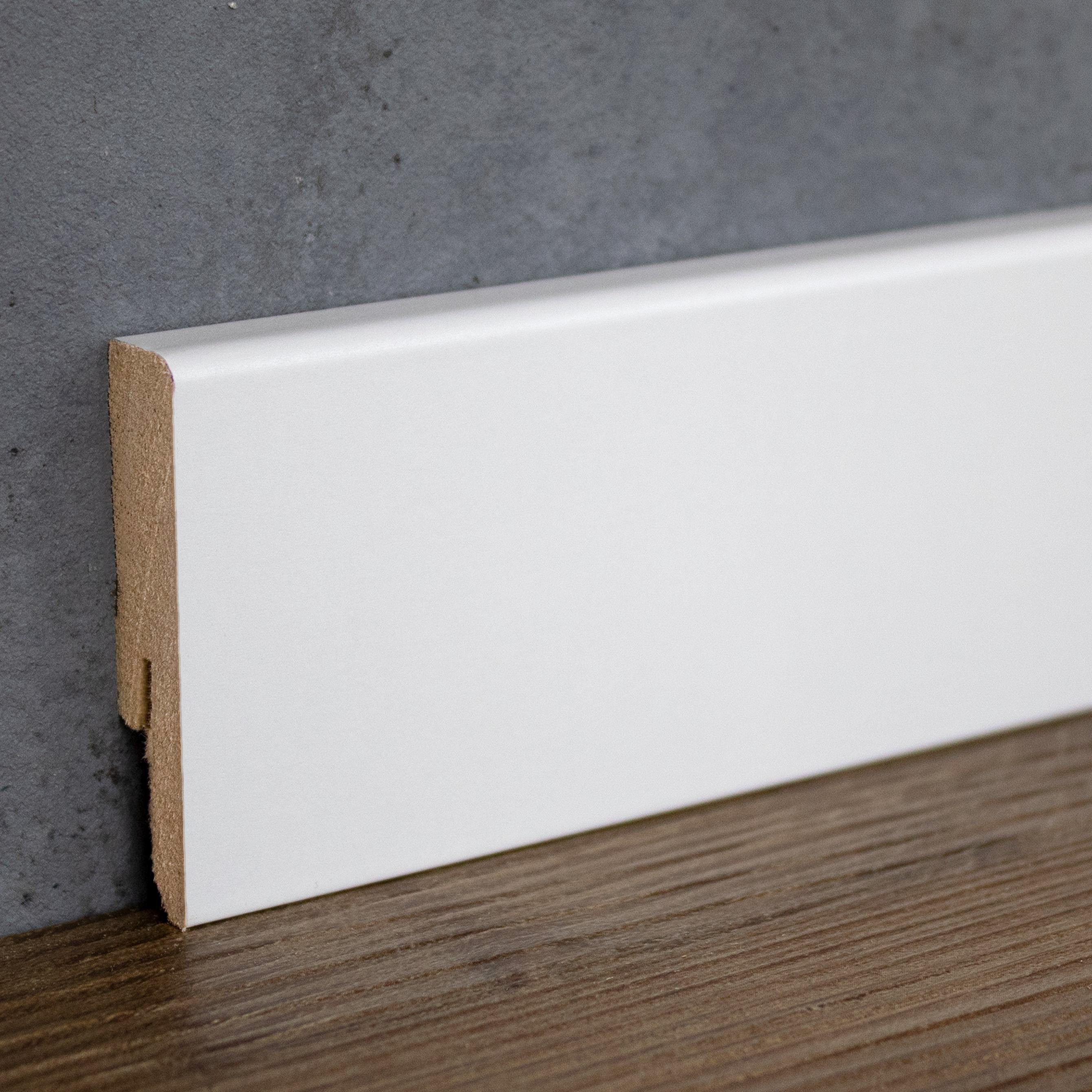 PROVISTON Sockelleiste MDF, 12 x 58 x 2400 mm, Weiß, Fußleiste, MDF foliert