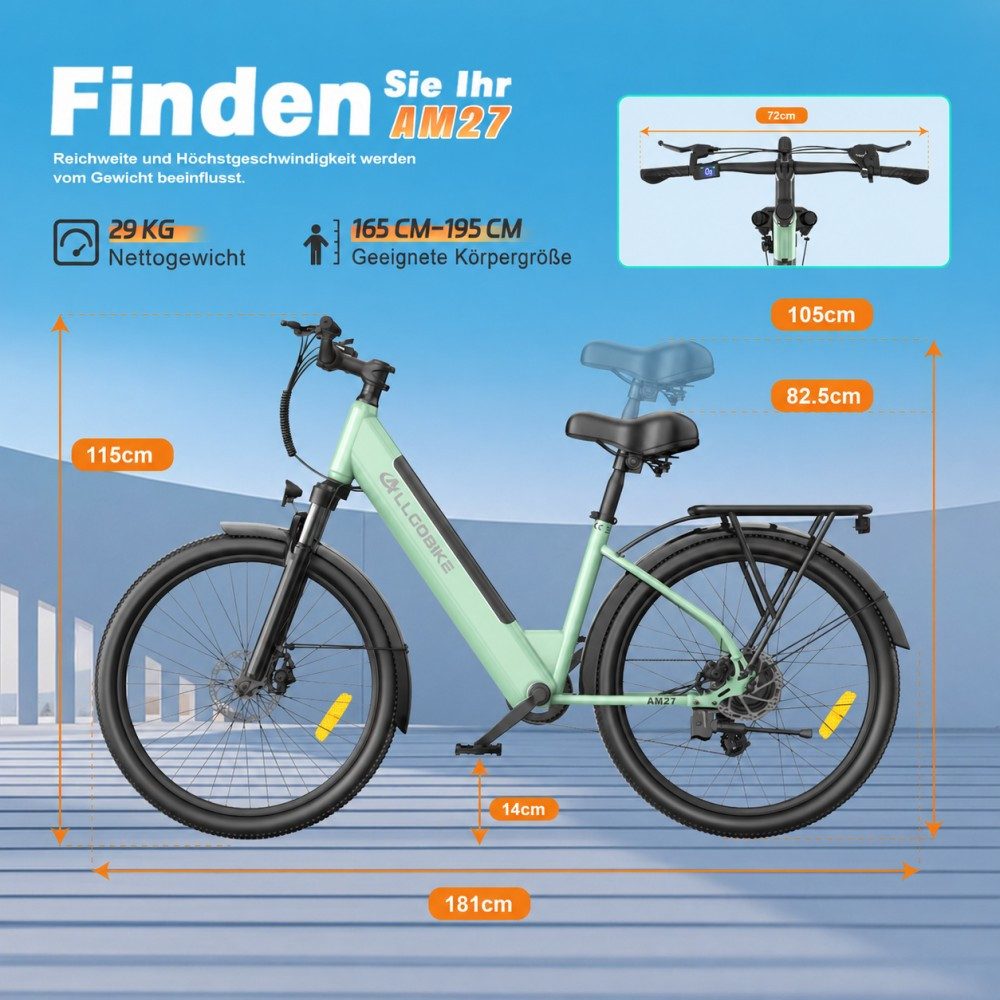 SSY E-Bike Elektrofahrrad fur Erwachsene, Mittelmotor, (Komfortables E-Bike für Damen), Rahmen aus Karbonstahl