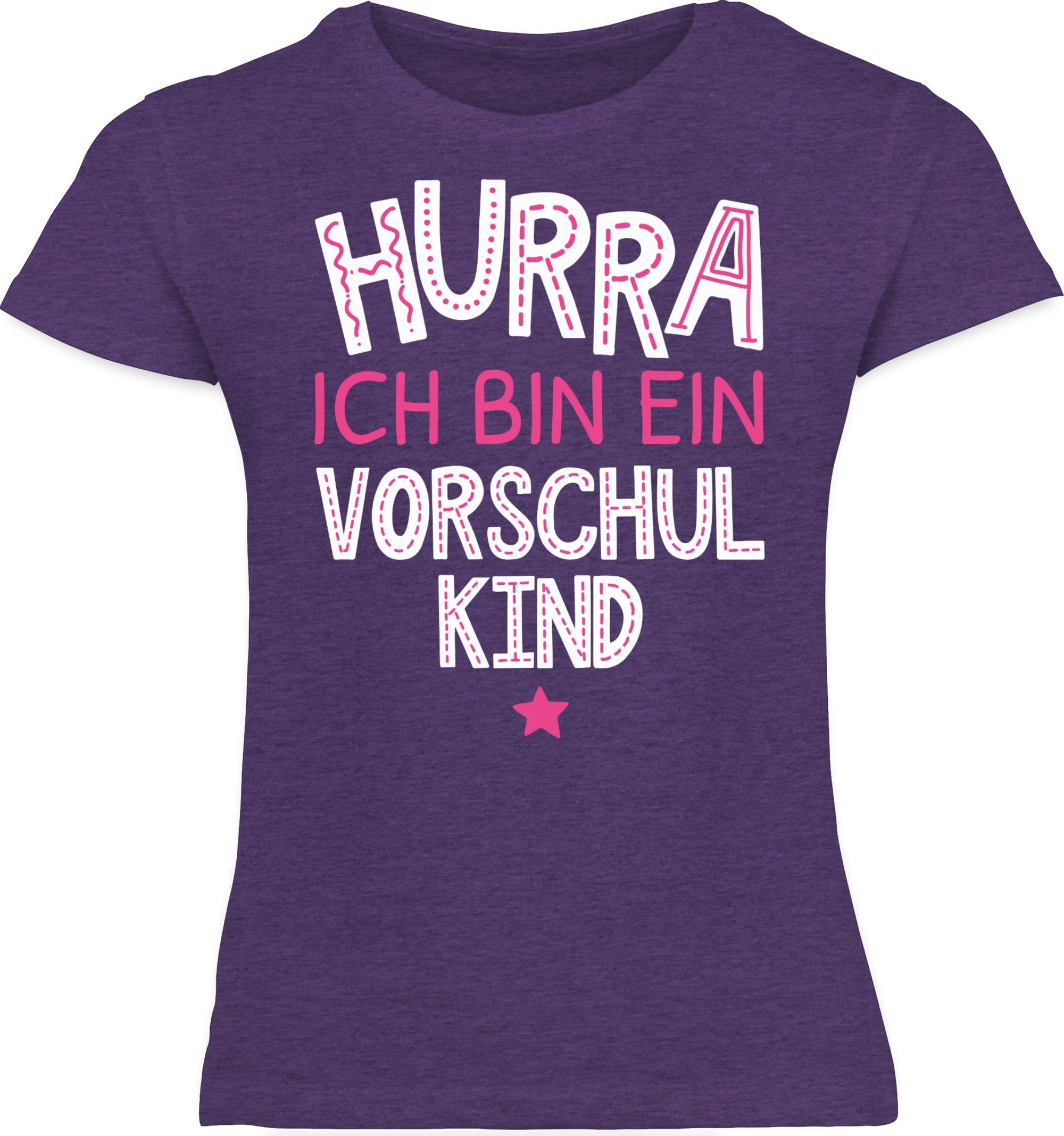 ich Vorschulkind weiß Geschenke 1 pink Vorschulkinder Shirtracer Hurra Meliert T-Shirt ein bin Lila