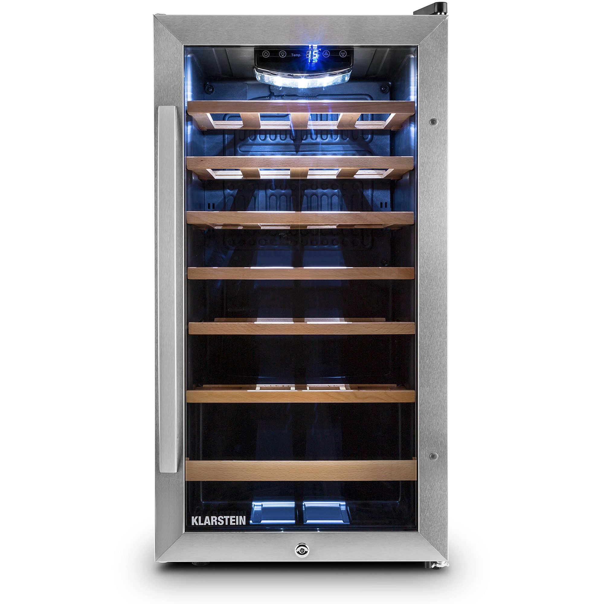 Klarstein Weinkühlschrank Vinamour 26 Uno, für 26 Standardflaschen á 0,75l,Wein Flaschenkühlschrank Weintemperierschrank Weinschrank Kühlschrank