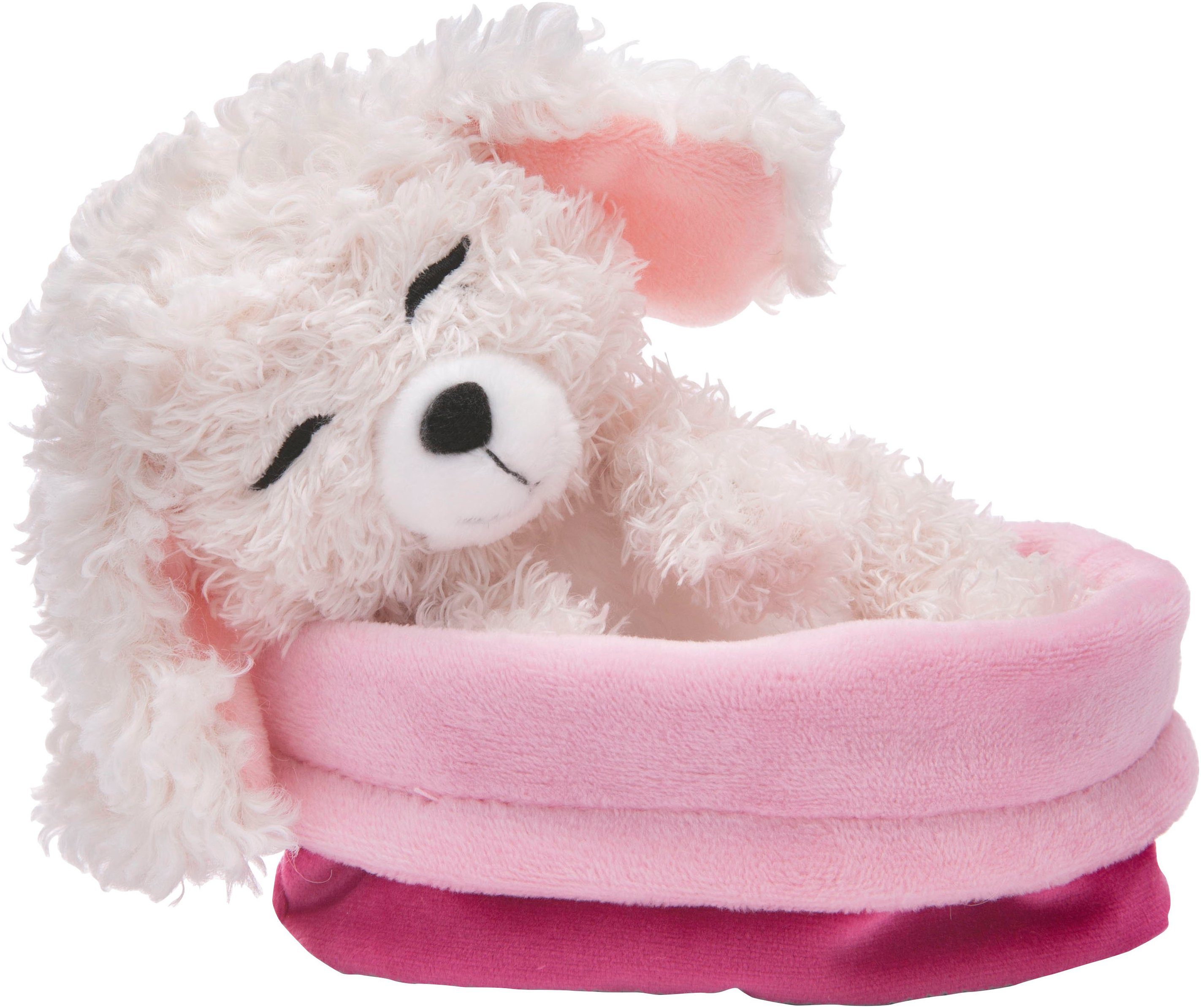 Nici Kuscheltier Sleeping Pets, Hund Pudel, 12 cm, im Körbchen