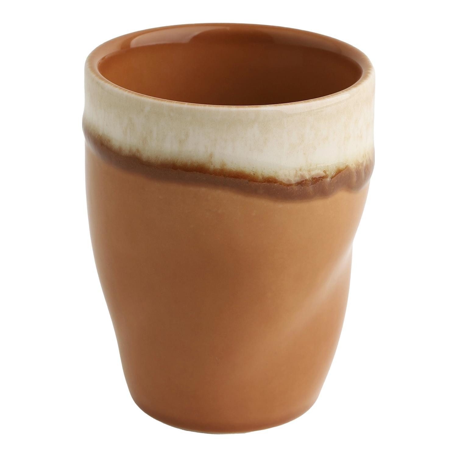 CreaTable Tasse Kaffeebecher SQUEEZY MOCHA MOUSSE, 300 ml, Braun, 1-tlg., Steinzeug, Beige, glasiert