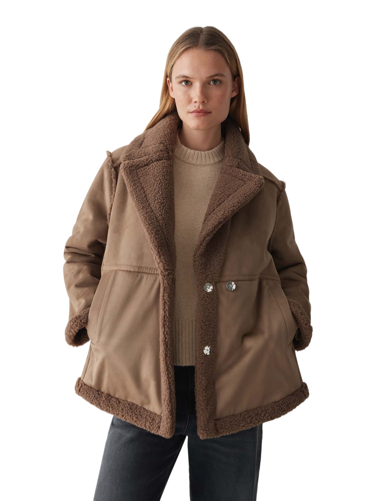 OPUS Kurzjacke braun,Outdoor,Polyester,Unifarben,Reverskragen,Lang,Comfort Fit