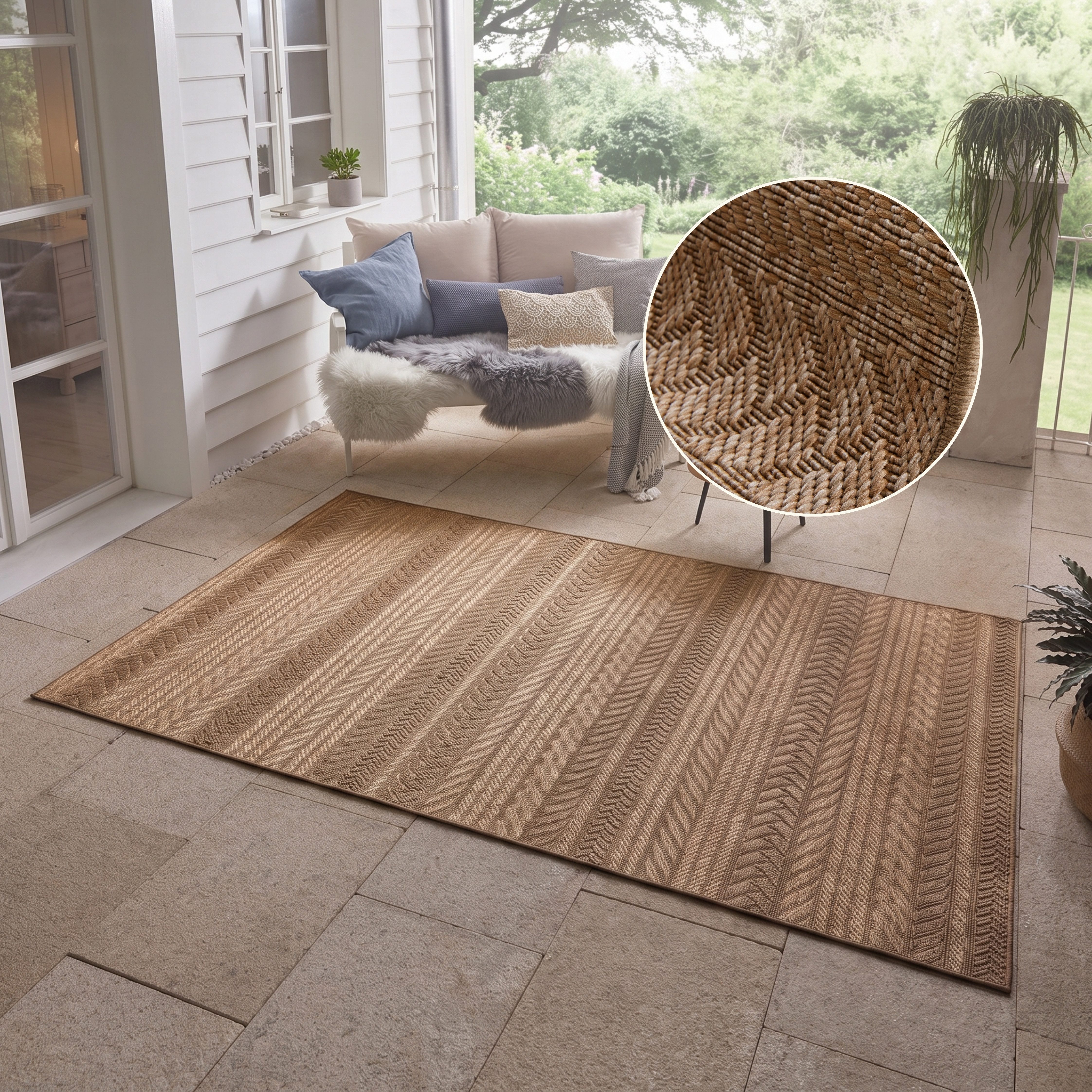 HANSE Home Teppich Granado, rechteckig, Höhe: 6 mm, In- und Outdoor, Sisal Optik, Robust, Pflegeleicht, Flachgewebe