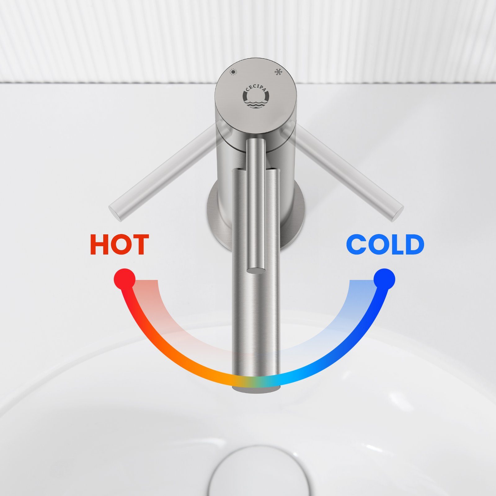 Waschtischarmatur Kaltwasserhähne CECIPA Waschtischarmatur Einhebelmischer Warm- Gebürstete und leichte CECIPA Montage