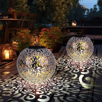 Globo LED Gartenleuchte, LED-Leuchtmittel fest verbaut, Warmweiß, LED Solar Außen Leuchte Garten Weg Beleuchtung Kugel Steck Lampe Dekor