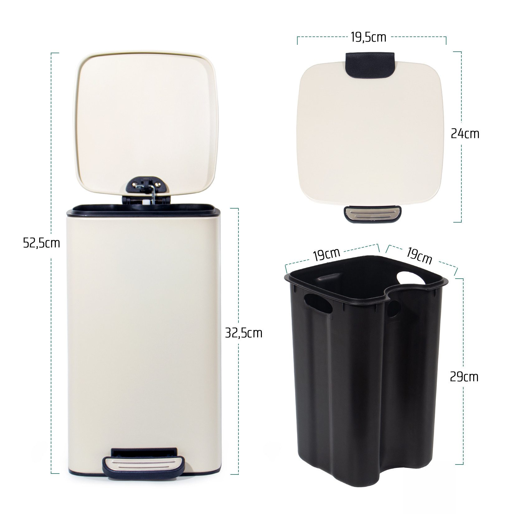 Zedelmaier Mülleimer Kosmetikeimer, Mülleimer bad, Badmülleimer mit Deckel, Soft Close, Metall-Treteimer für Bad, Küche, Schlafzimmer