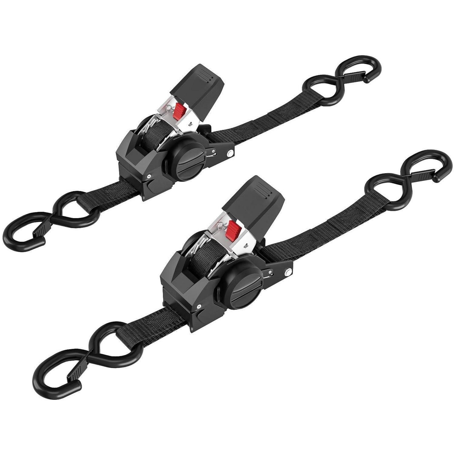 LuxusKollektion Spanngurt Spanngurte Ratsche einziehbar 2,5 cm 3 m schwarz LKW 3 m 2 Stück