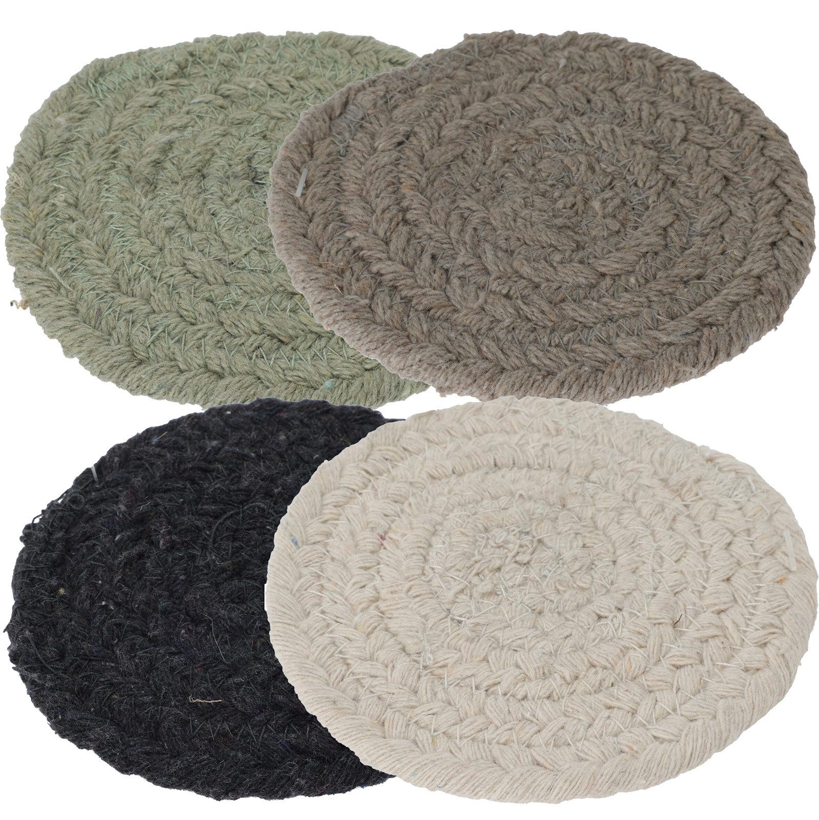 Koopman Getränkeuntersetzer Tassenuntersetzer Untersetzer Glasuntersetzer, 4-tlg., 4tlg, Baumwolle, Ø 10 cm, Farbmix, Tischdeko