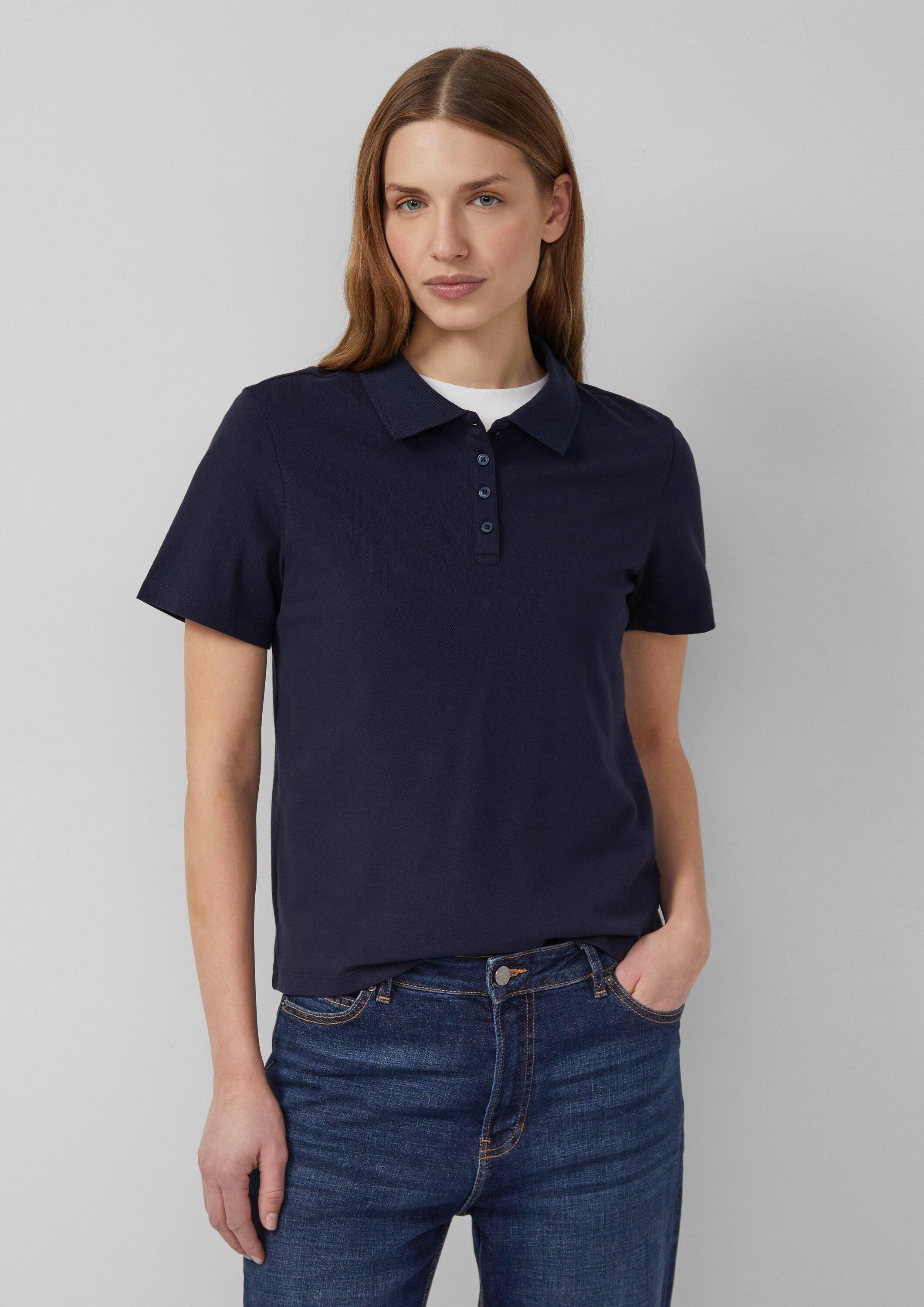s.Oliver Kurzarmshirt Polo-Shirt Poloshirt aus Baumwoll-Piqué