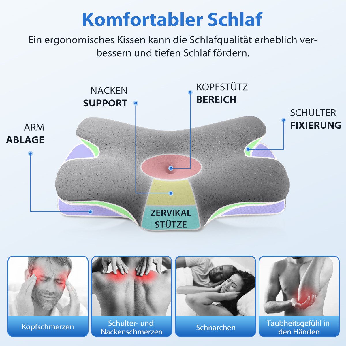 Simloveve Nackenstützkissen Seitenschläferkissen,Orthopädisches Kissen, Fül günstig online kaufen