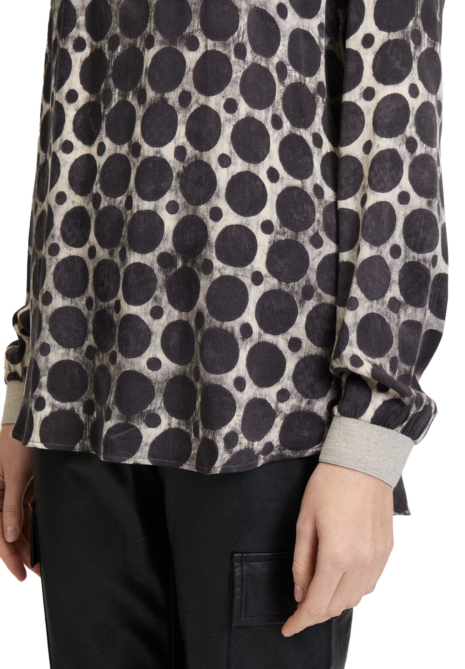 Cartoon Schlupfbluse Damen mit Rippbündchen